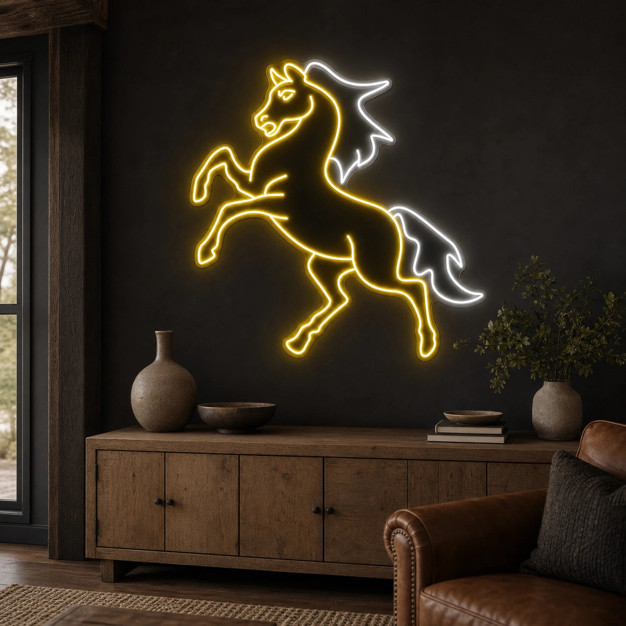 Horse LED Neon Sign Home Garage Wall Decoration real lifestyle scene