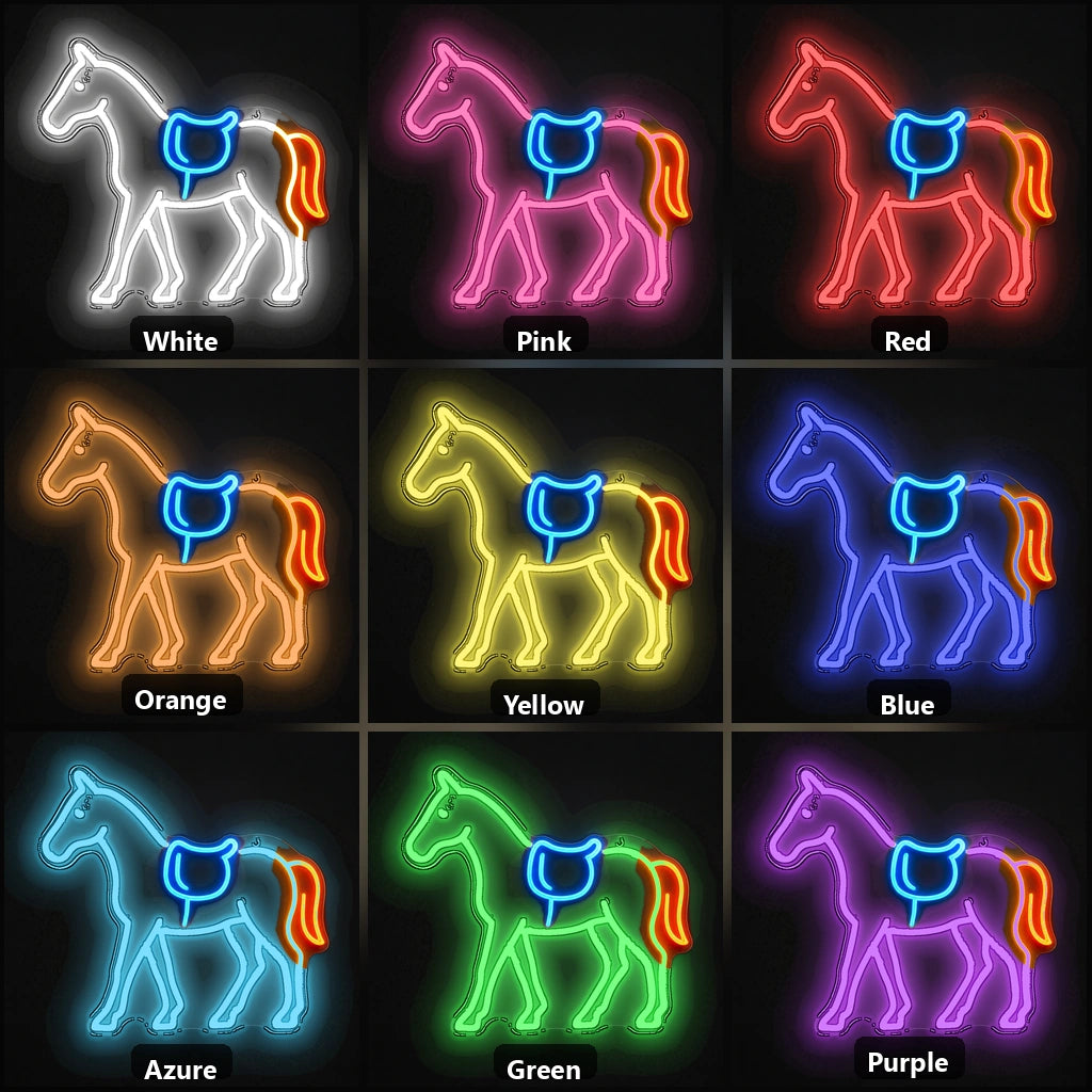 Horse Saddle Vintage LED Neon Sign color grid