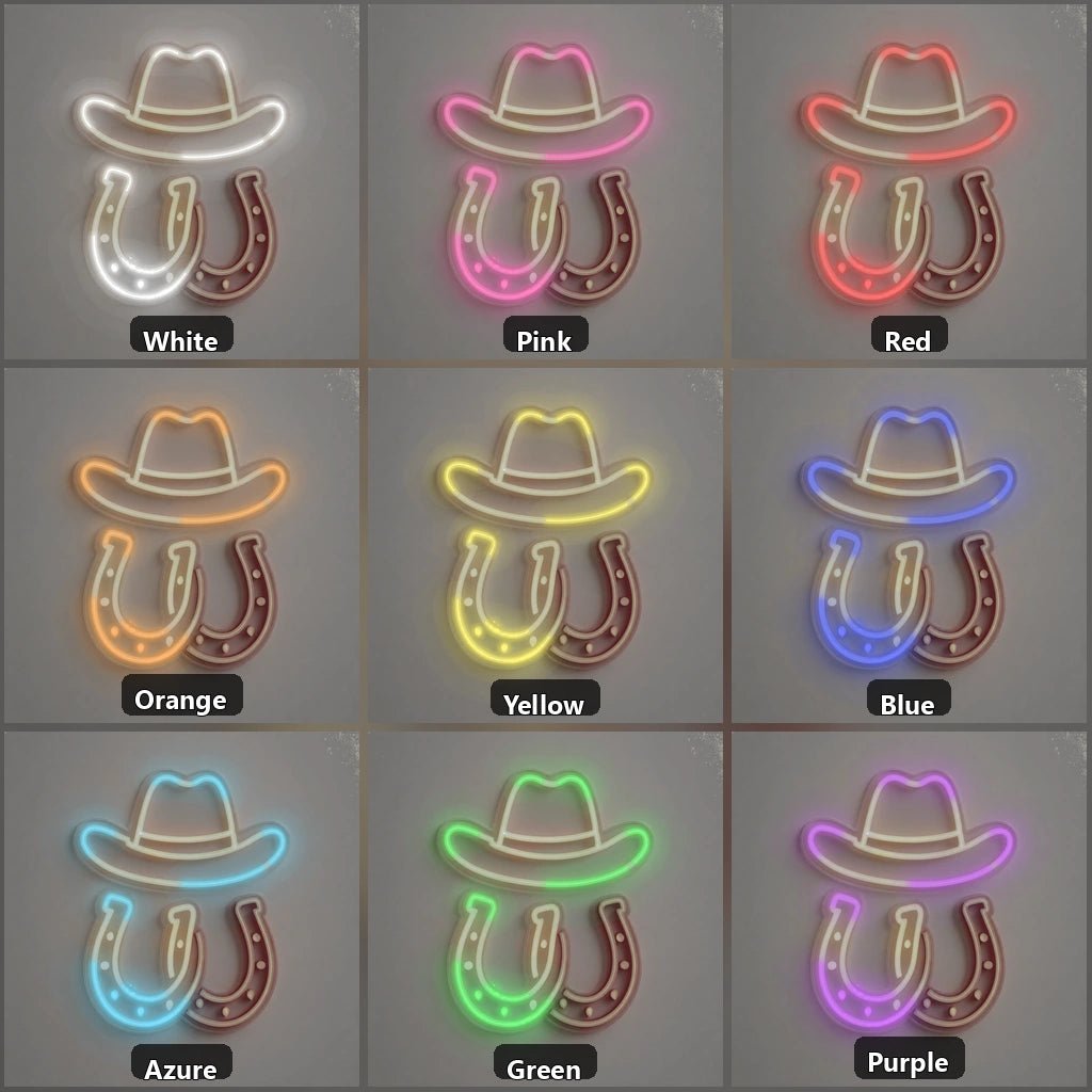 Horseshoe Cowboy Hat Saloon Vintage LED Neon Sign - Shineneon