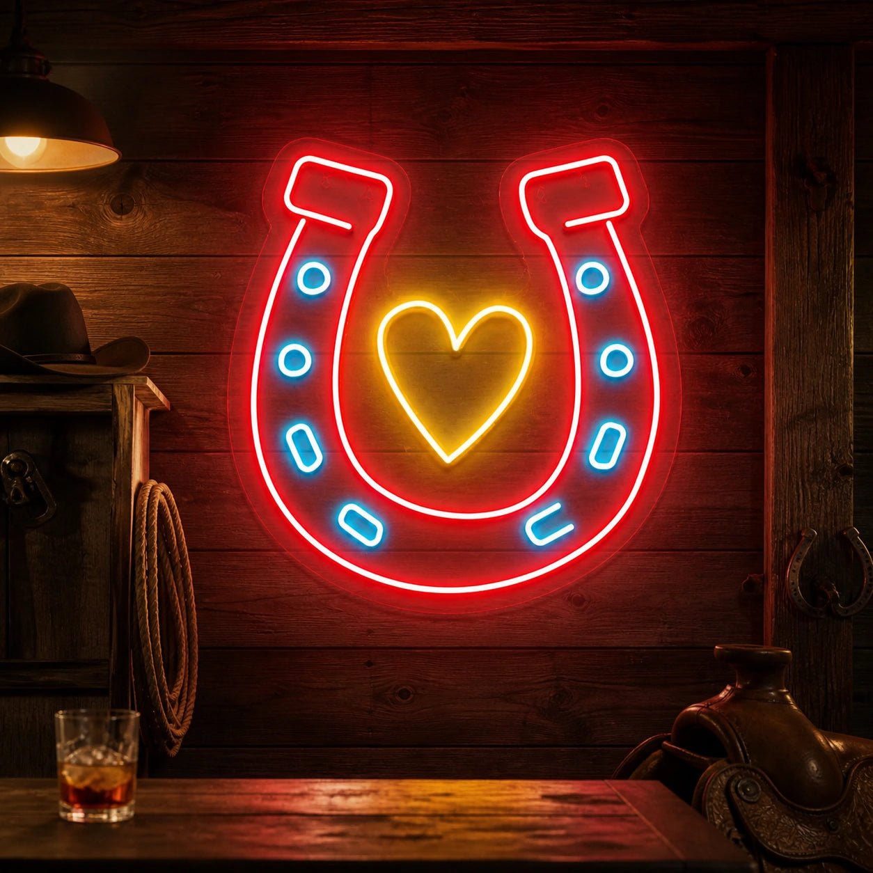 Horseshoe Heart Vintage LED Neon Sign - Shineneon