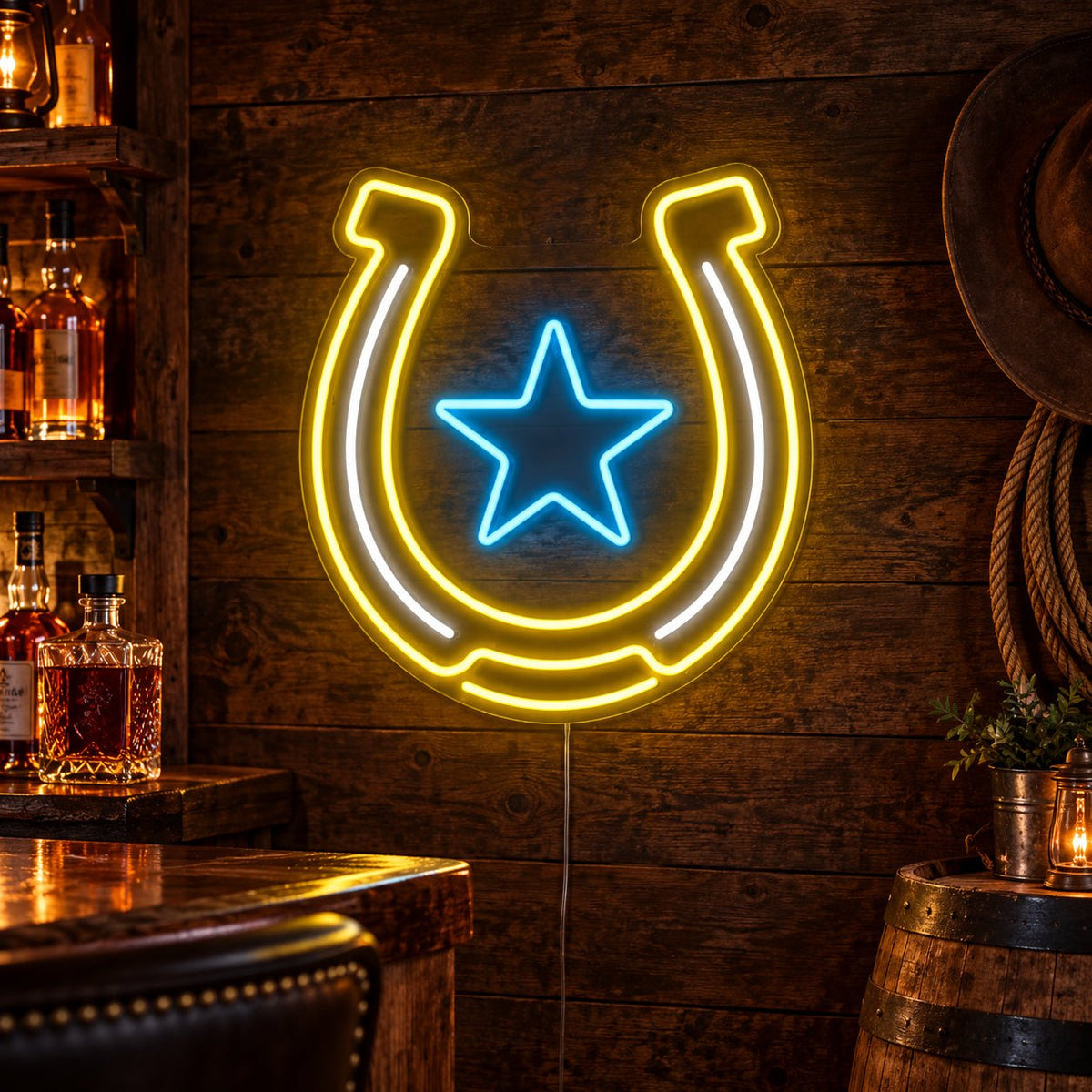 Horseshoe Lucky Star LED Neon Sign - Shineneon