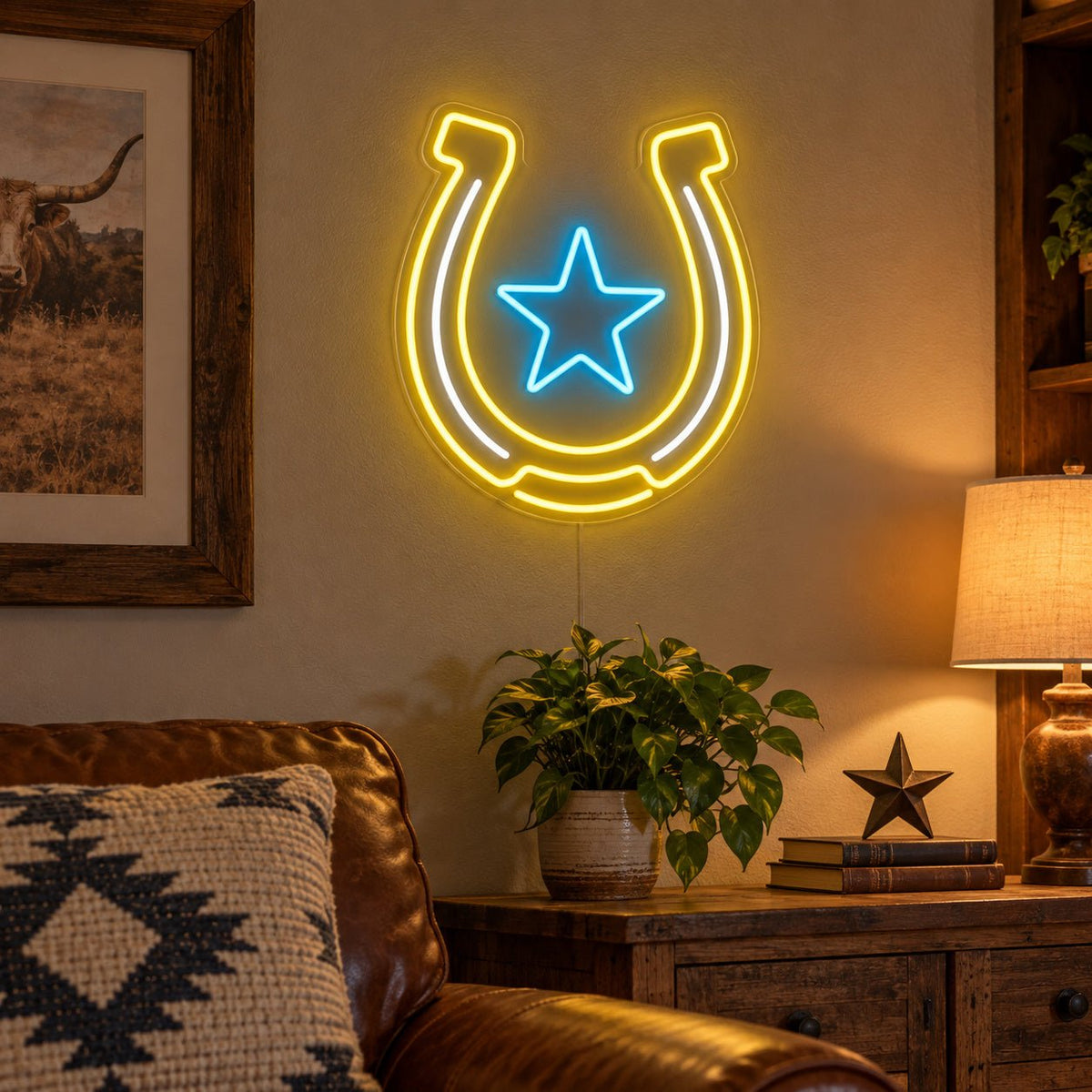 Horseshoe Lucky Star LED Neon Sign - Shineneon
