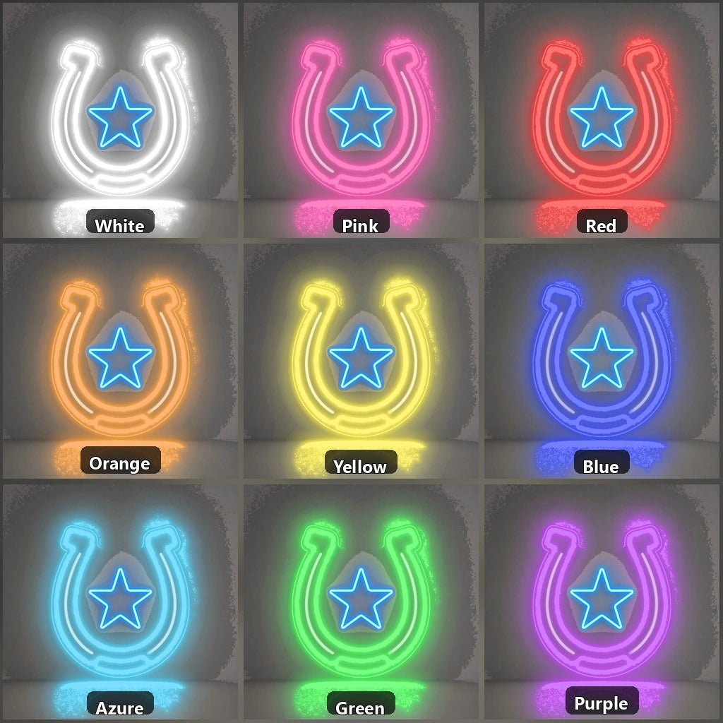 Horseshoe Lucky Star Vintage LED Neon Sign - Shineneon