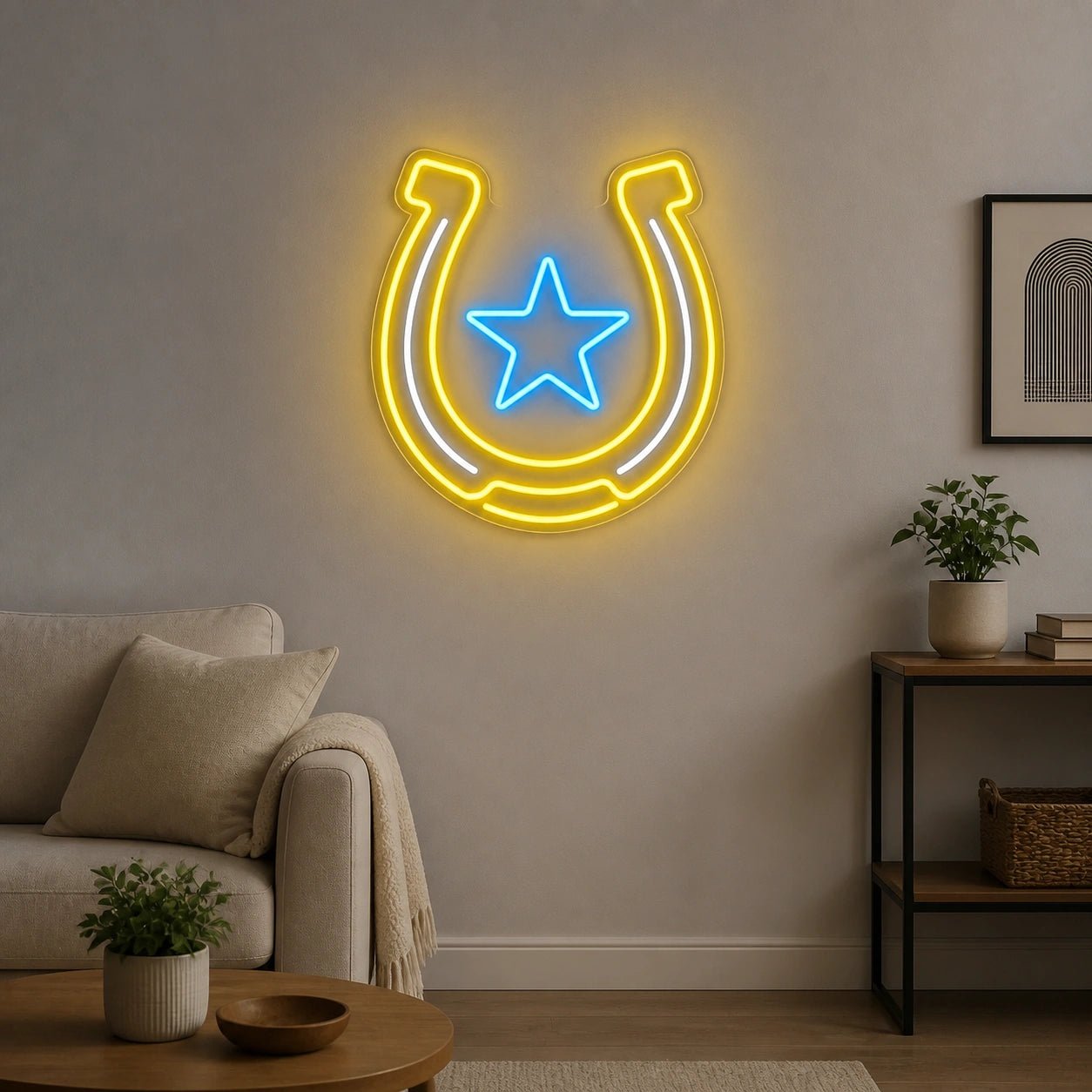Horseshoe Lucky Star Vintage LED Neon Sign - Shineneon