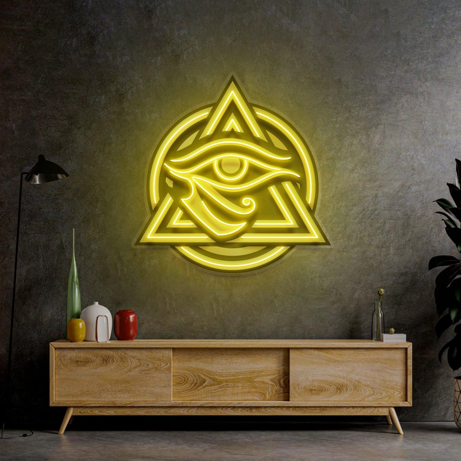 Horus Eye Triangle Uv Printed Led Neon Sign Mystic Wall Art | Shineneon