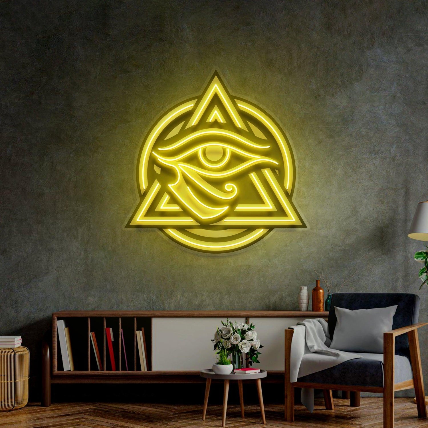 Horus Eye Triangle Uv Printed Led Neon Sign Mystic Wall Art | Shineneon