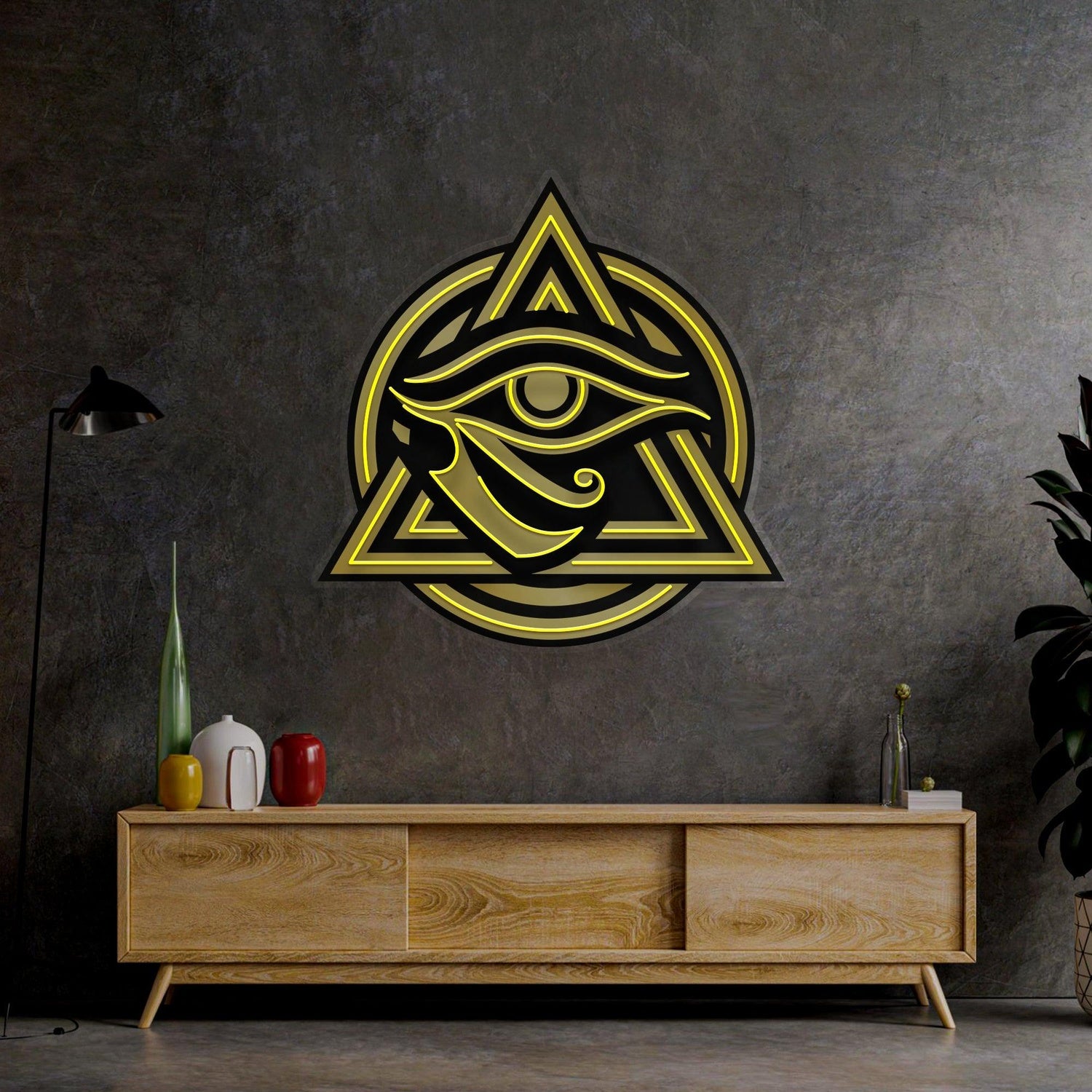 Horus Eye Triangle Uv Printed Led Neon Sign Mystic Wall Art | Shineneon