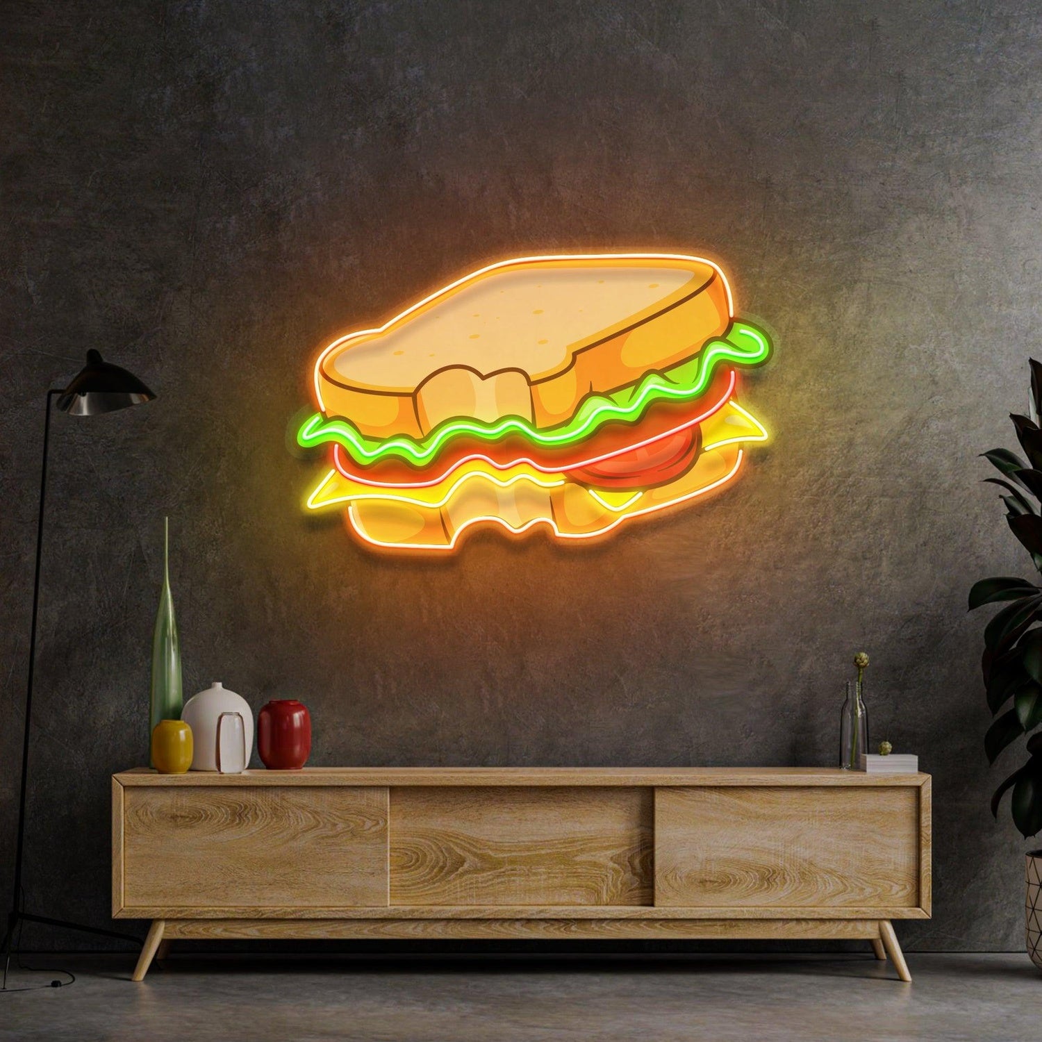 Hot Cheese Sandwich Multicolor Cartoon Uv Printed Led Neon Sign For Restaurant Cafe Decor | Shineneon