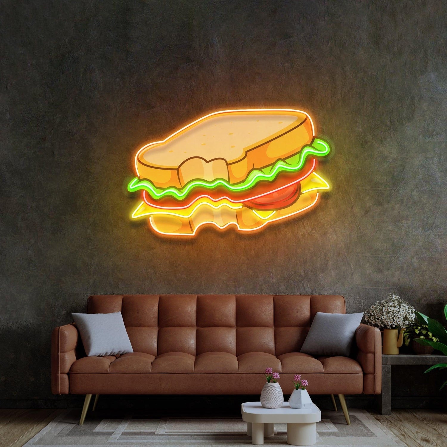 Hot Cheese Sandwich Multicolor Cartoon Uv Printed Led Neon Sign For Restaurant Cafe Decor | Shineneon
