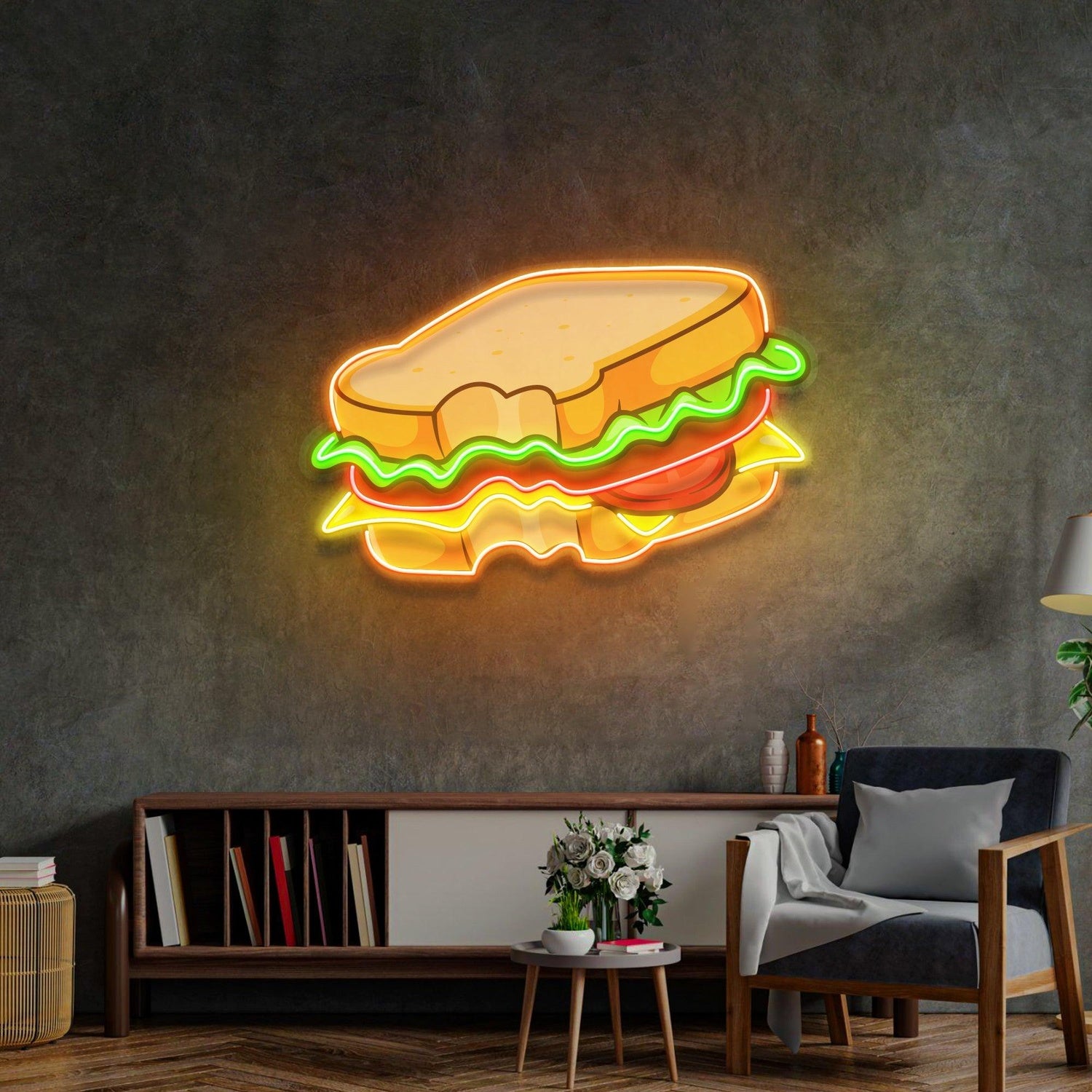 Hot Cheese Sandwich Multicolor Cartoon Uv Printed Led Neon Sign For Restaurant Cafe Decor | Shineneon
