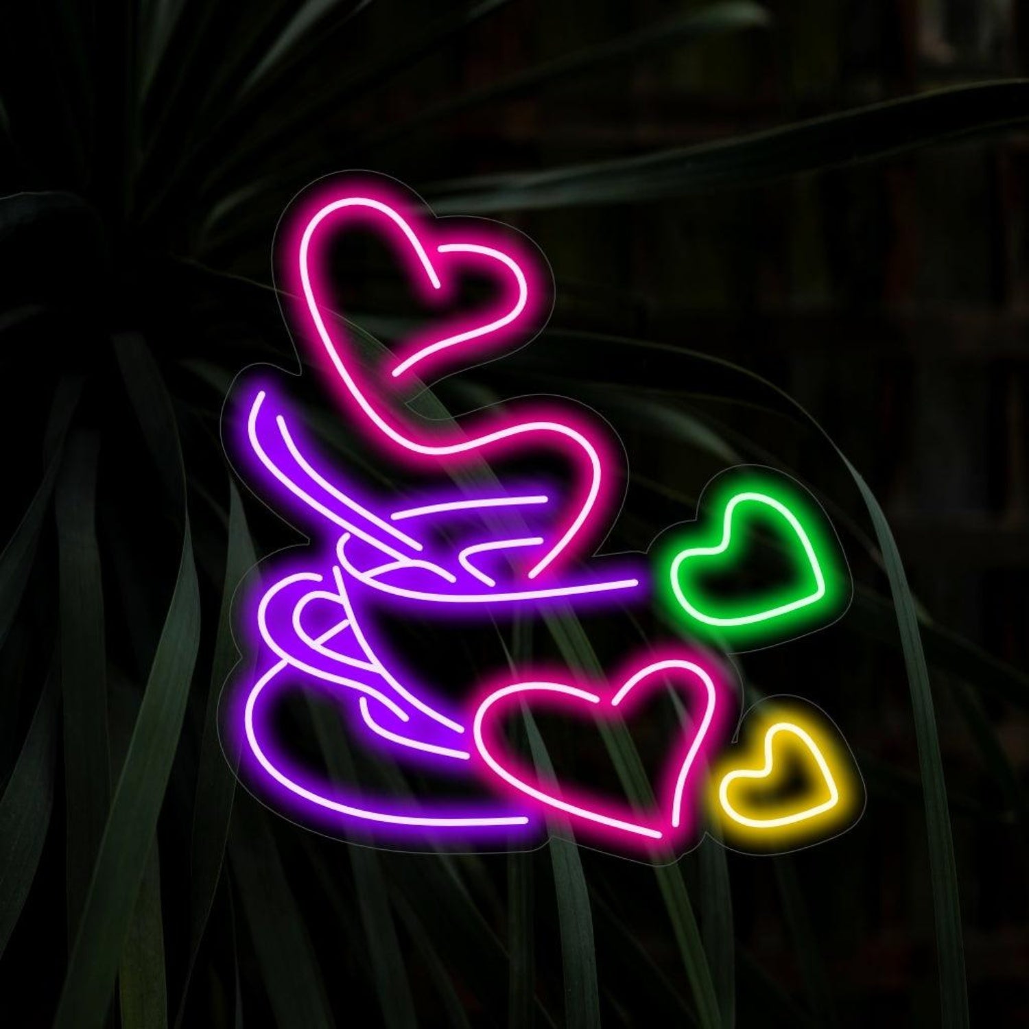 Hot Coffee Cup With Heart Multicolor Led Neon Sign For Cafe Home Decor | Shineneon