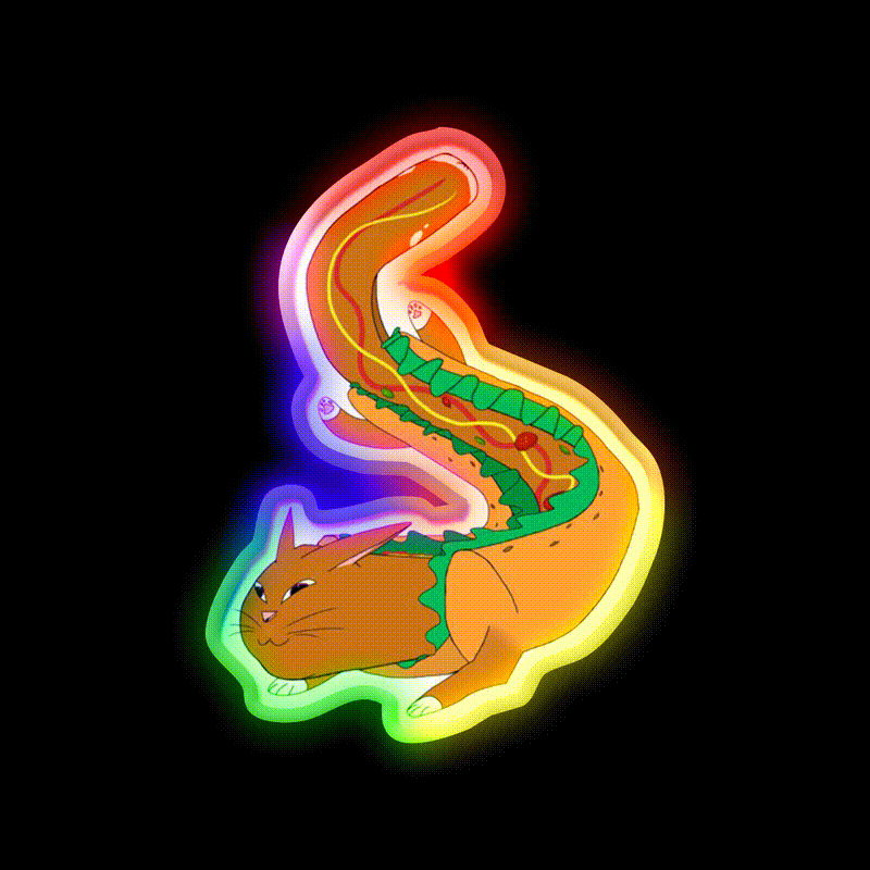 Hot Dog Cat Yes Really Fast Food Led Neon Sign For Burger Place Rgb Color - LED neon sign close-up detail