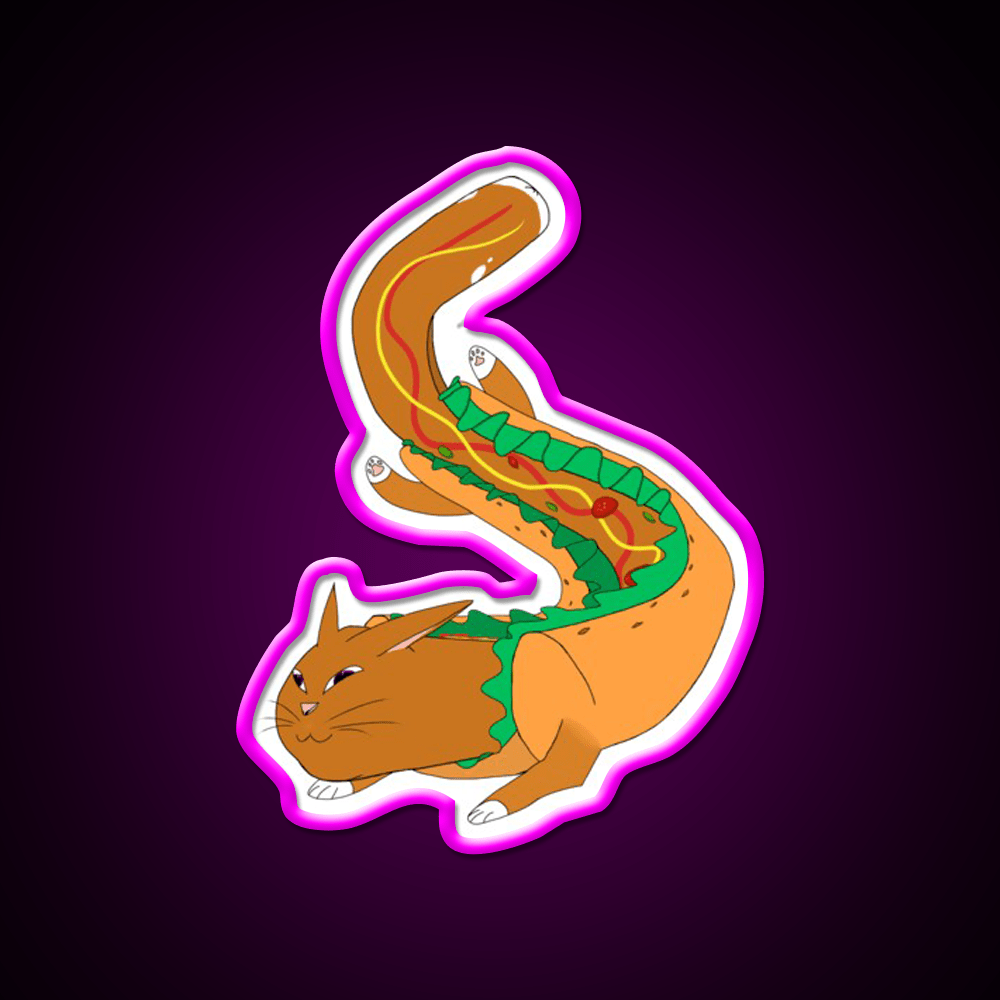 Hot Dog Cat Yes Really Fast Food Led Neon Sign For Burger Place Rgb Color - Shineneon