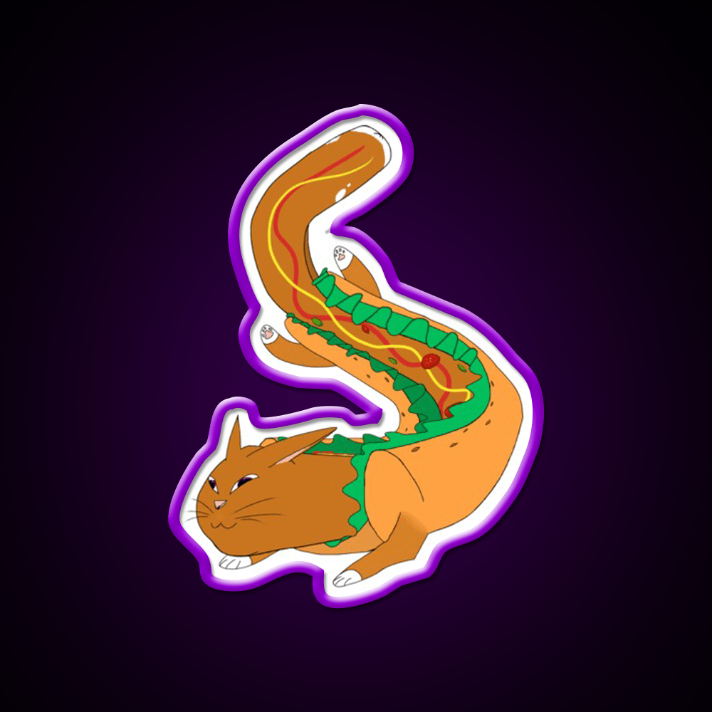 Hot Dog Cat Yes Really Fast Food Led Neon Sign For Burger Place Rgb Color - Shineneon