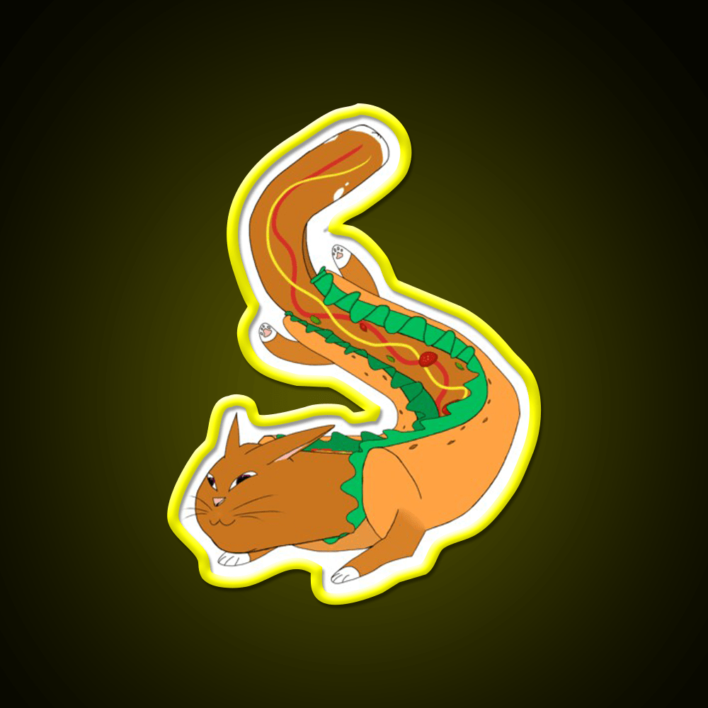Hot Dog Cat Yes Really Fast Food Led Neon Sign For Burger Place Rgb Color - Shineneon
