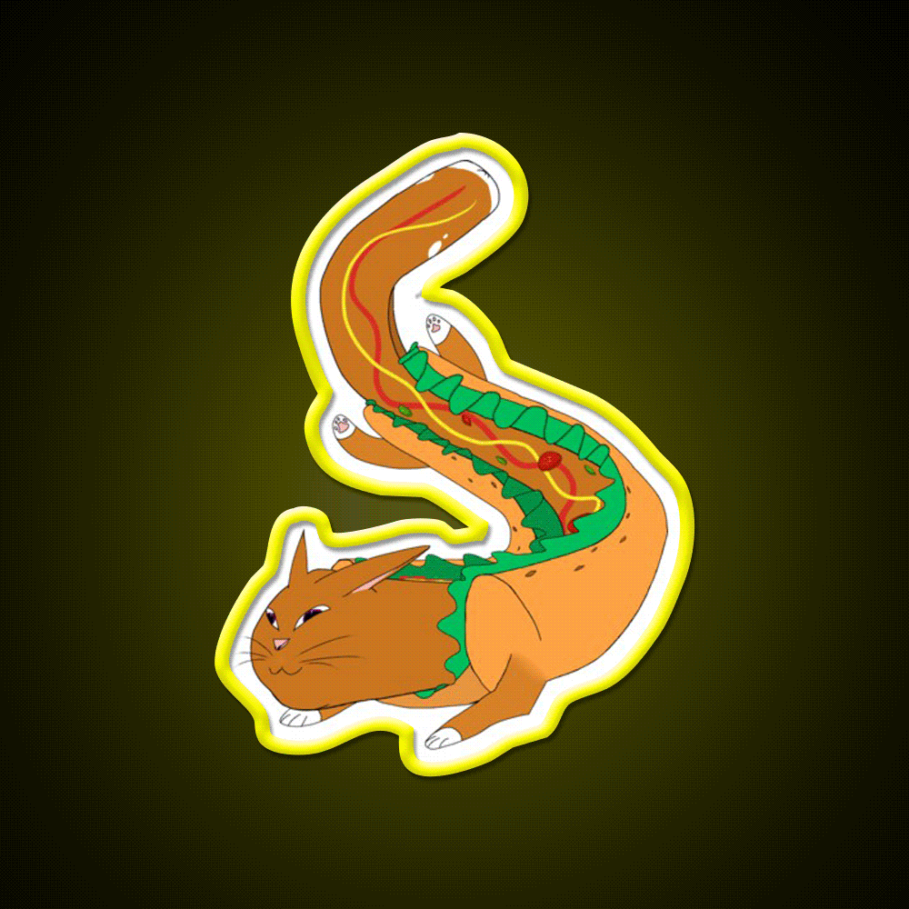 Hot Dog Cat Yes Really Fast Food Led Neon Sign For Burger Place Rgb Color - Custom LED neon sign front view