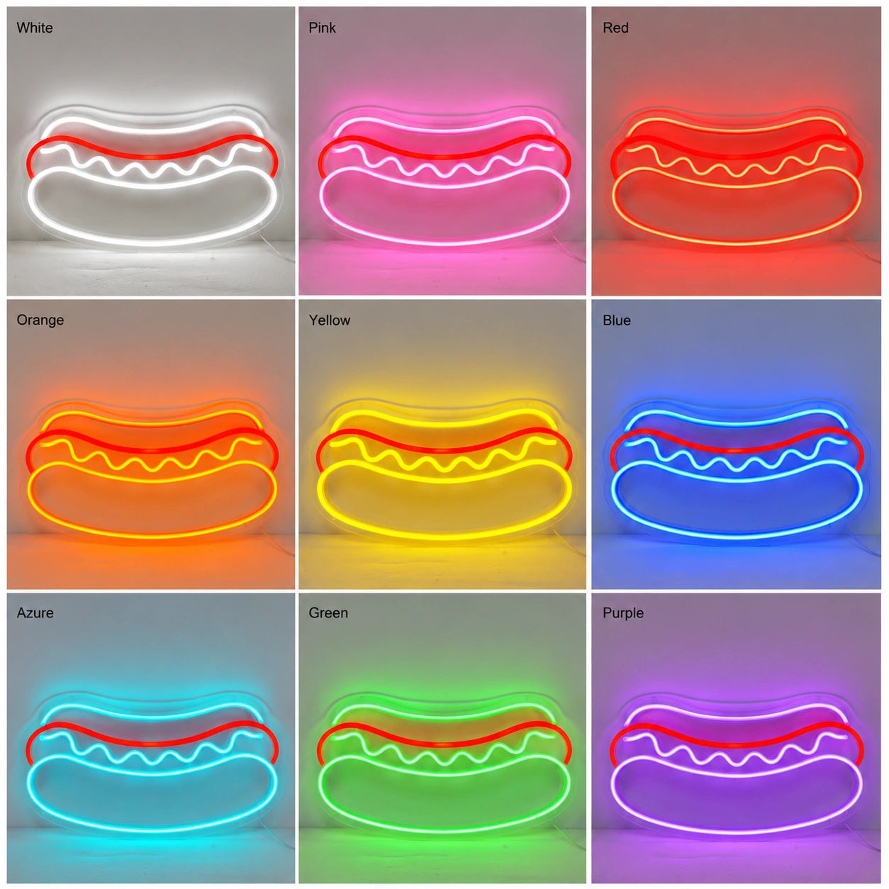 Hot Dog Counter Neon Sign LED Neon Sign color grid