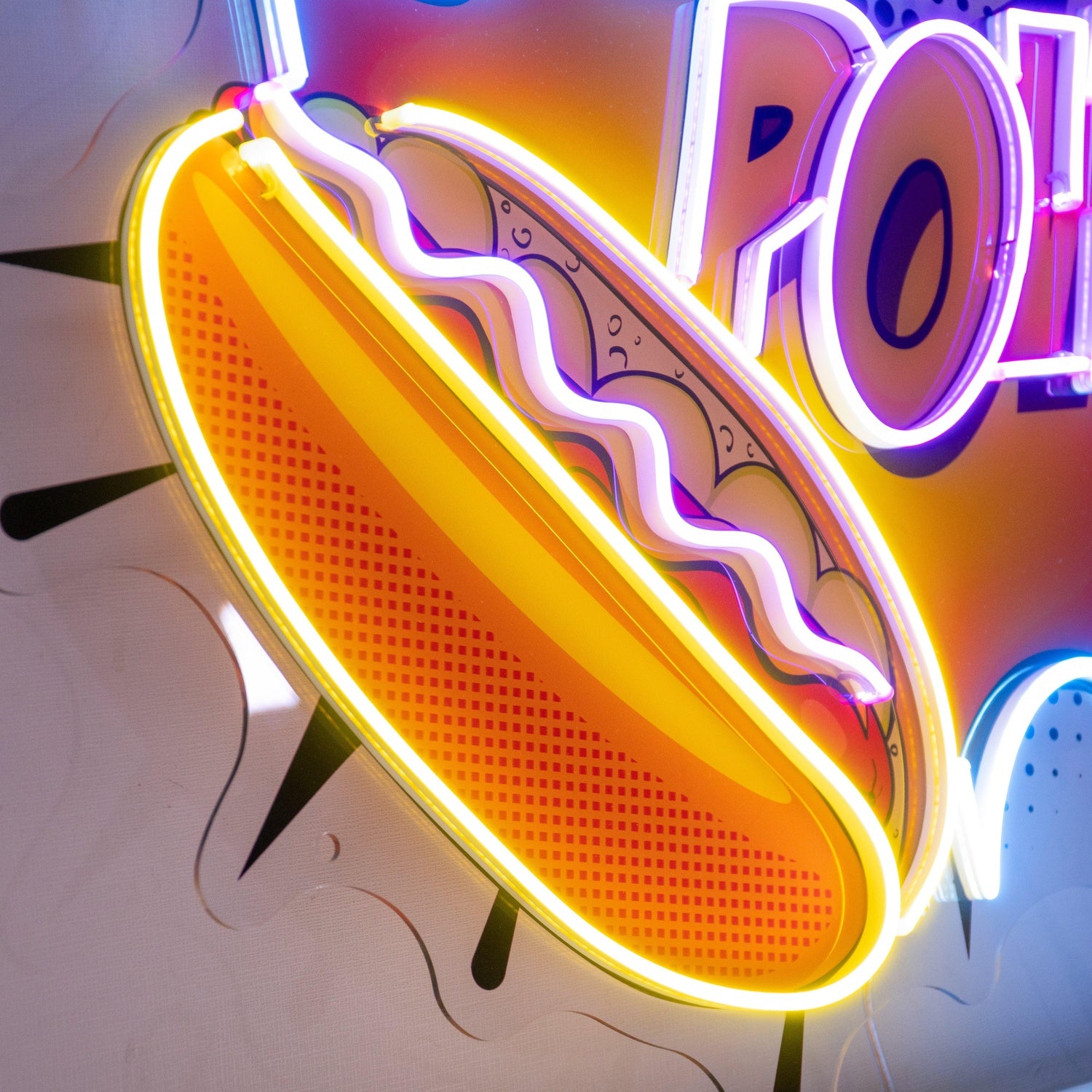 Hot Dog Pow Multicolor Uv Printed Led Neon Sign For Home Shop Decor | Shineneon