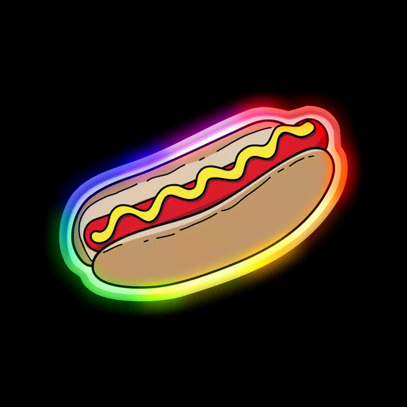 Hot Dog Snack Food Led Neon Sign For Snack Room Rgb Color - LED neon sign close-up detail