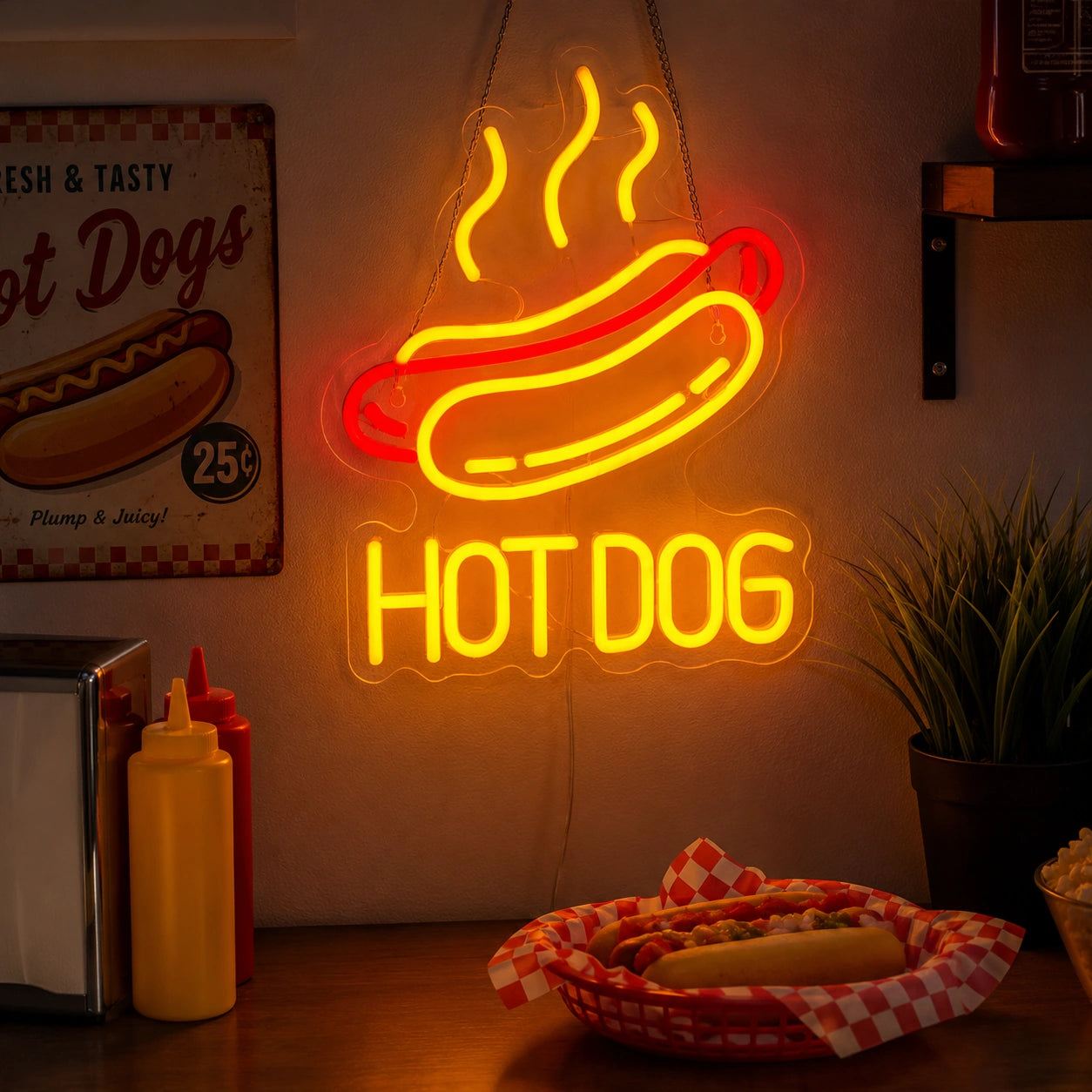 Hot Dog Steam Neon Sign LED Neon Sign real lifestyle scene
