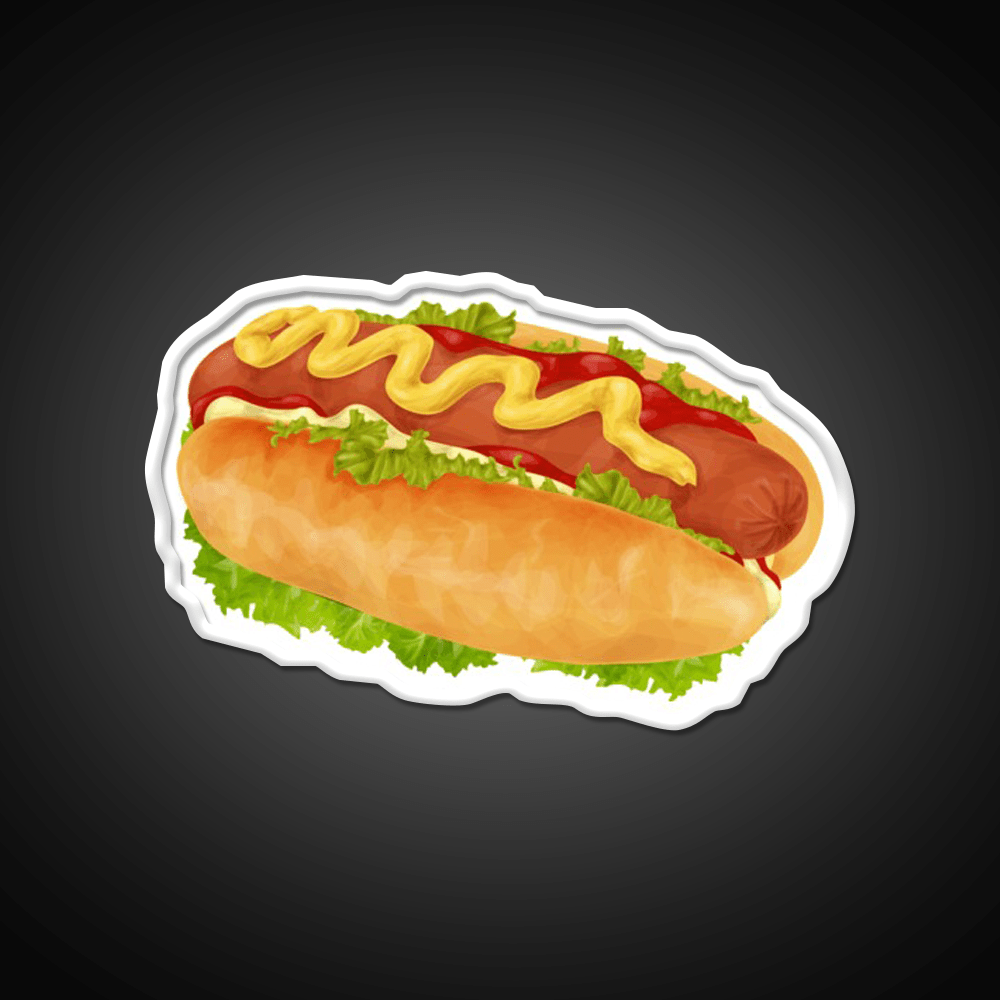 Hot Dog With Mustard And Ketchup Snack Food Led Neon Sign Rgb Color - Shineneon
