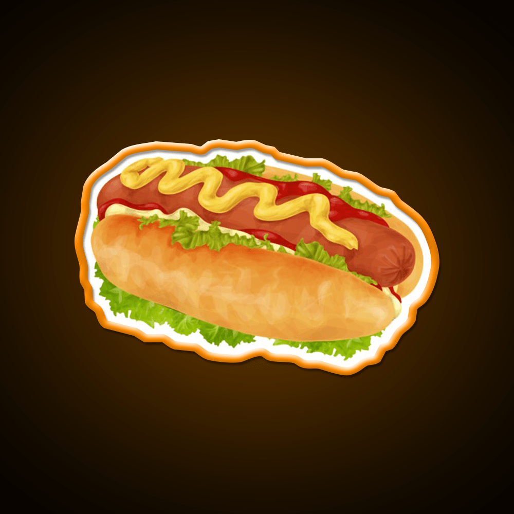 Hot Dog With Mustard And Ketchup Snack Food Led Neon Sign Rgb Color - Shineneon