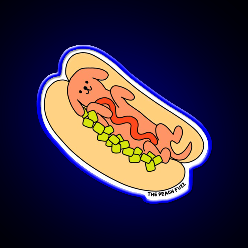 Hot Doggy Dog The Peach Fuzz Fast Food Led Neon Sign For Burger Place Rgb Color - Shineneon