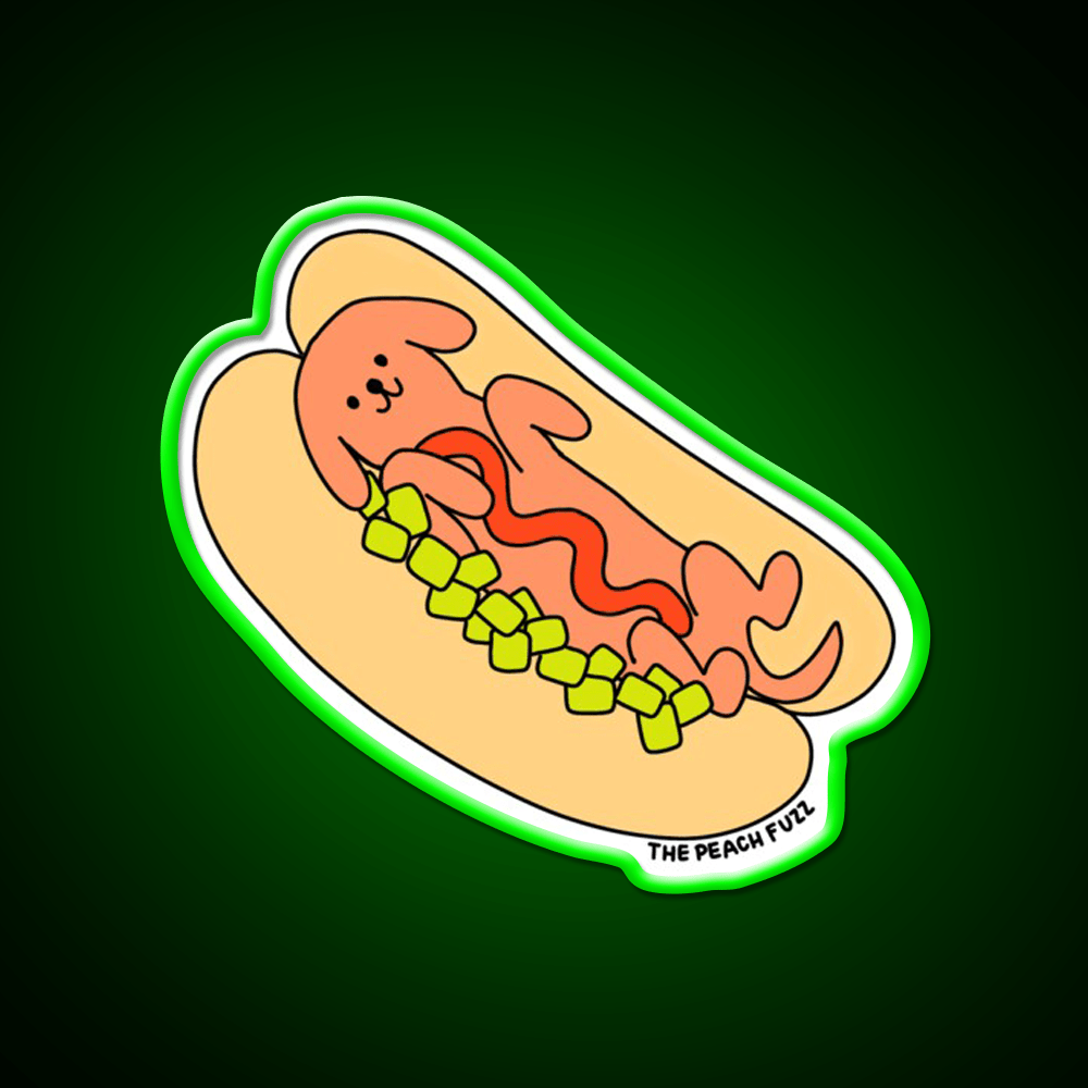 Hot Doggy Dog The Peach Fuzz Fast Food Led Neon Sign For Burger Place Rgb Color - Shineneon