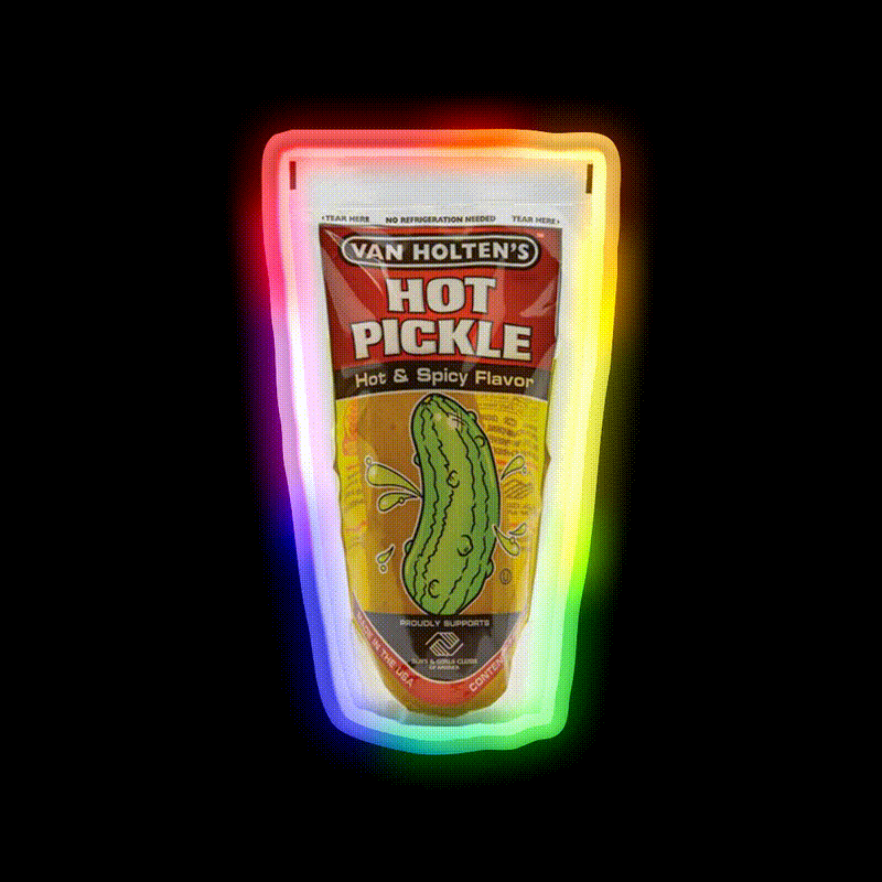 Hot Pickle Snack Food Led Neon Sign Rgb Color - LED neon sign close-up detail