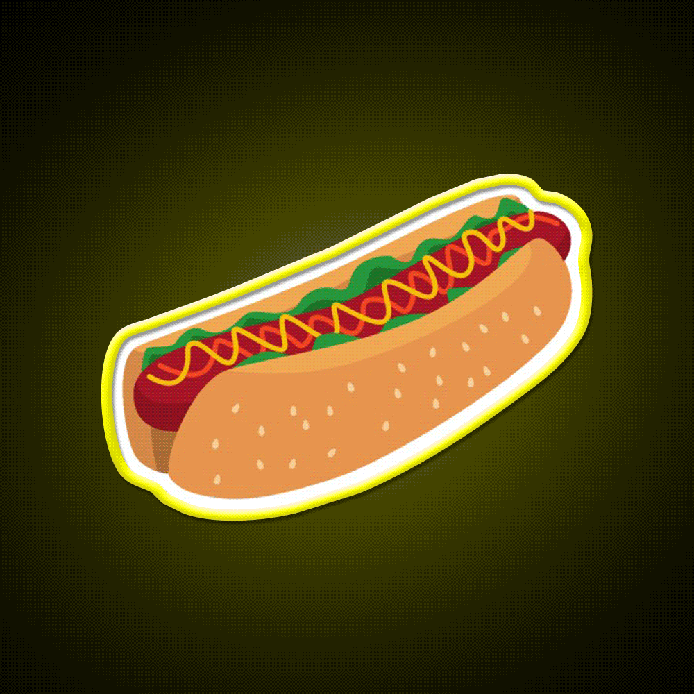 Hotdog Fast Food Led Neon Sign For Burger Place Rgb Color - Custom LED neon sign front view