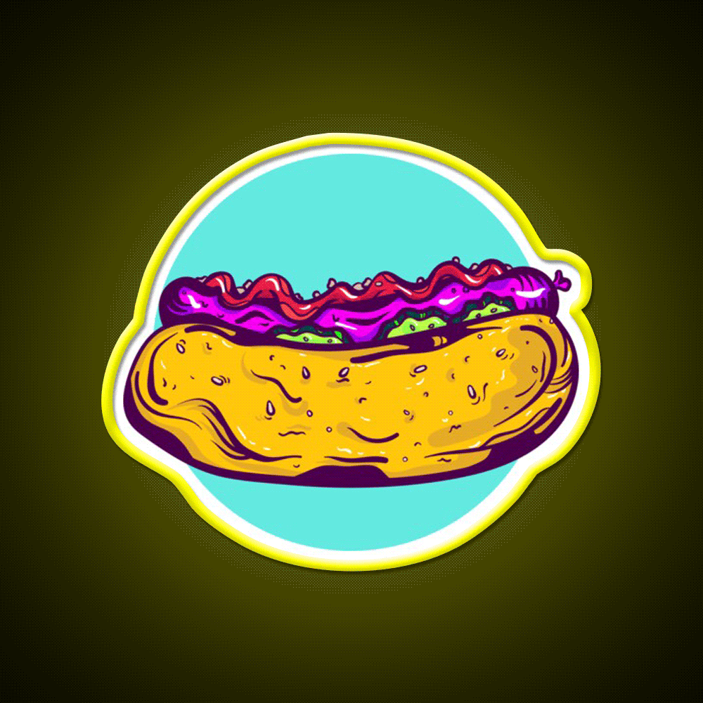 Hotdog Fast Food Led Neon Sign For Burger Place Wall Decor Rgb Color - Custom LED neon sign front view