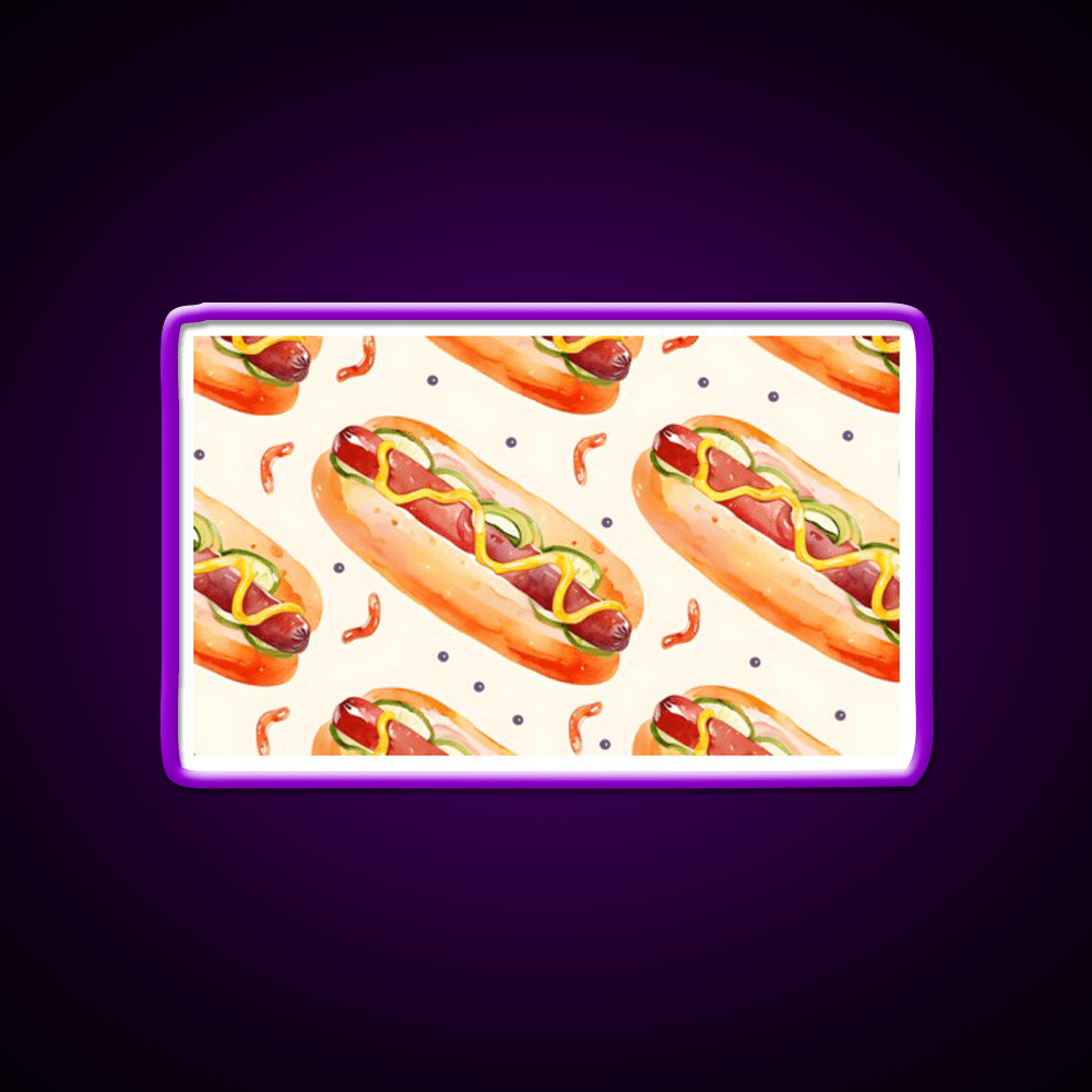 Hotdog Pattern Sausages Snack Food Led Neon Sign Rgb Color - Shineneon