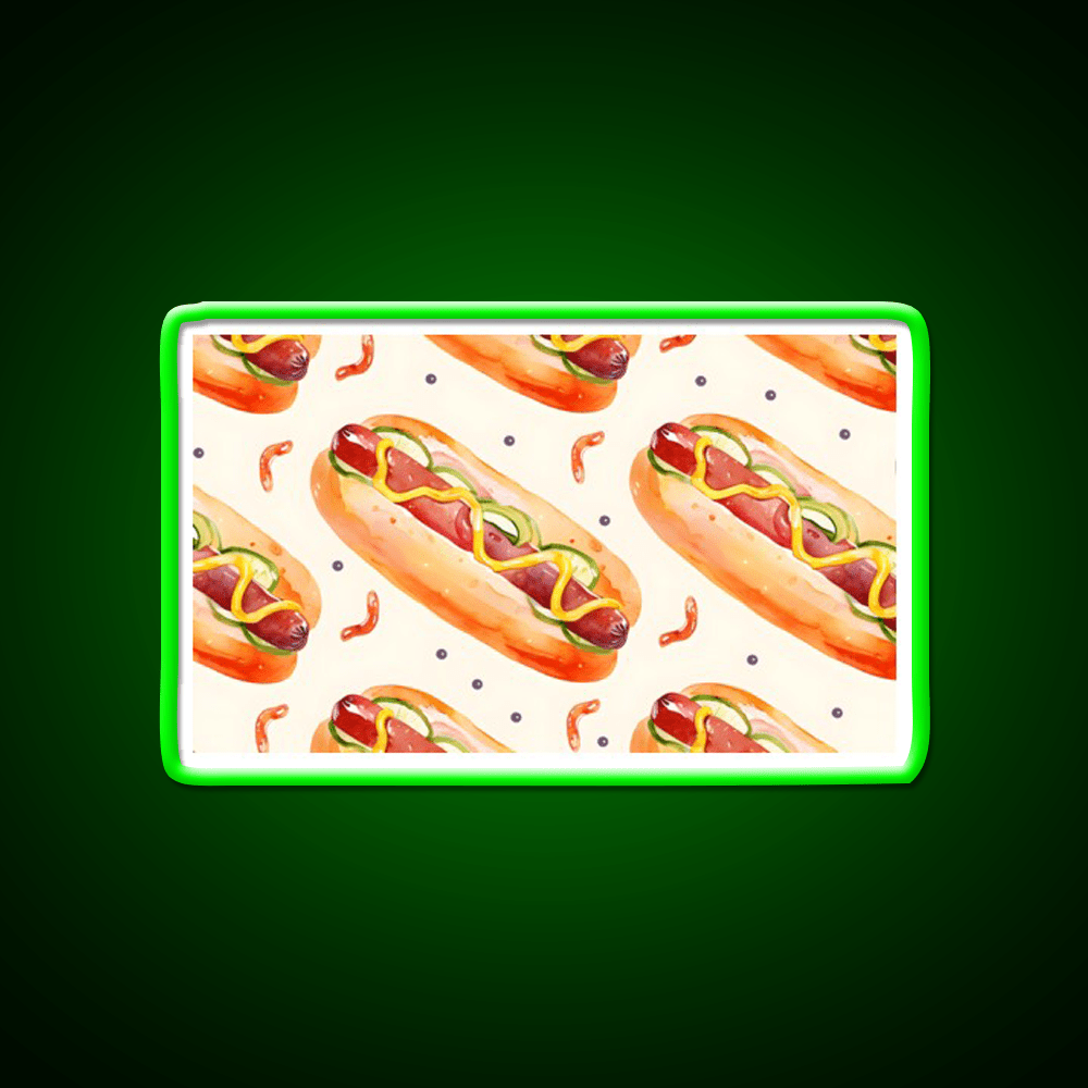 Hotdog Pattern Sausages Snack Food Led Neon Sign Rgb Color - Shineneon