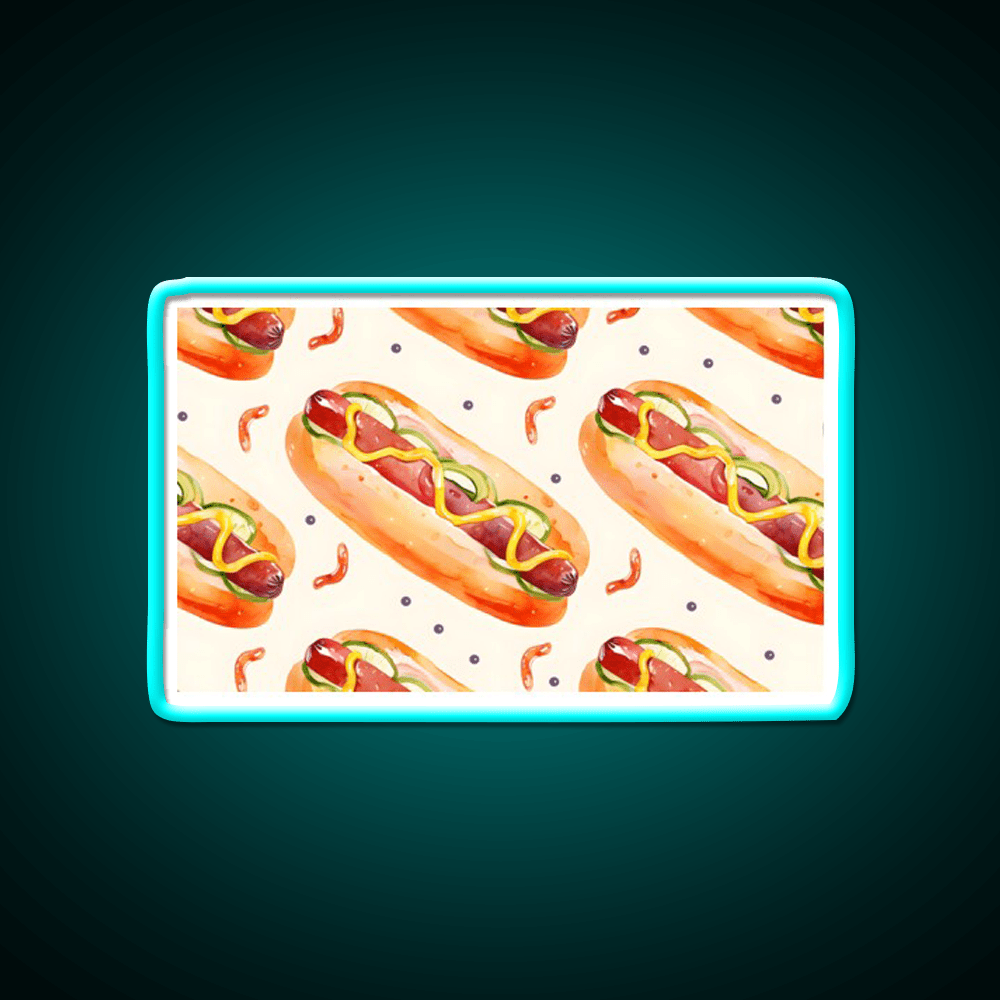 Hotdog Pattern Sausages Snack Food Led Neon Sign Rgb Color - Shineneon