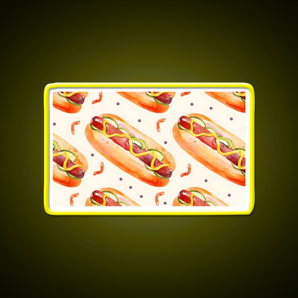 Hotdog Pattern Sausages Snack Food Led Neon Sign Rgb Color - Custom LED neon sign front view