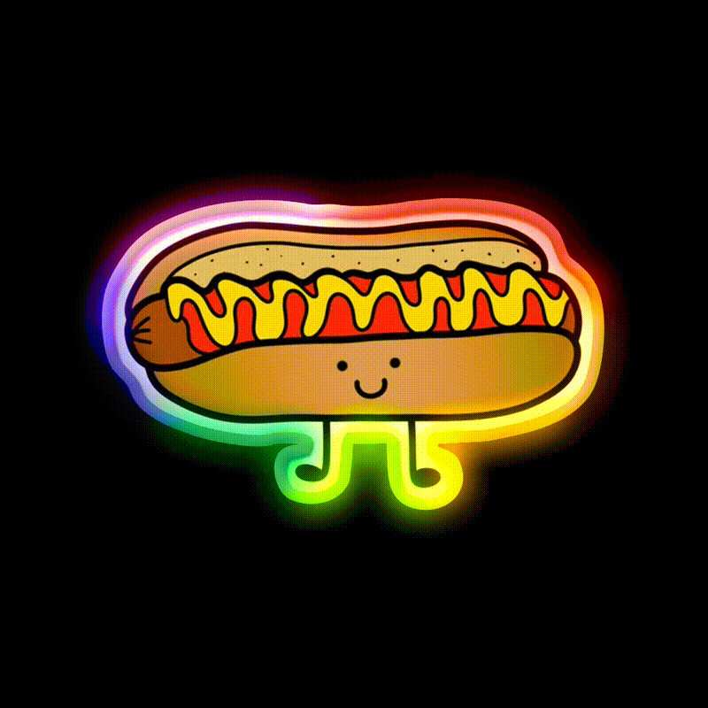 Hotdog Periito Caliente Fast Food Led Neon Sign For Burger Place Rgb Color - LED neon sign close-up detail