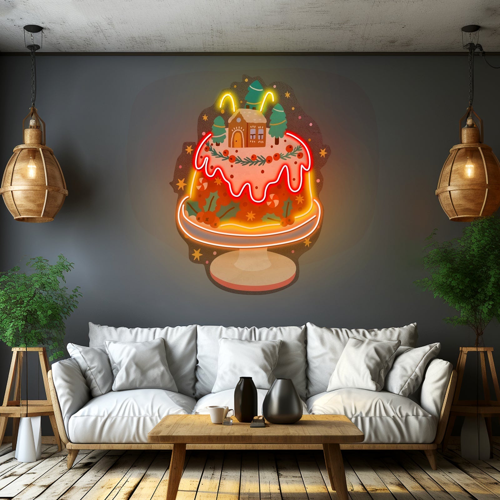 House On Cake Christmas Neon Acrylic Artwork For Sale - Shineneon