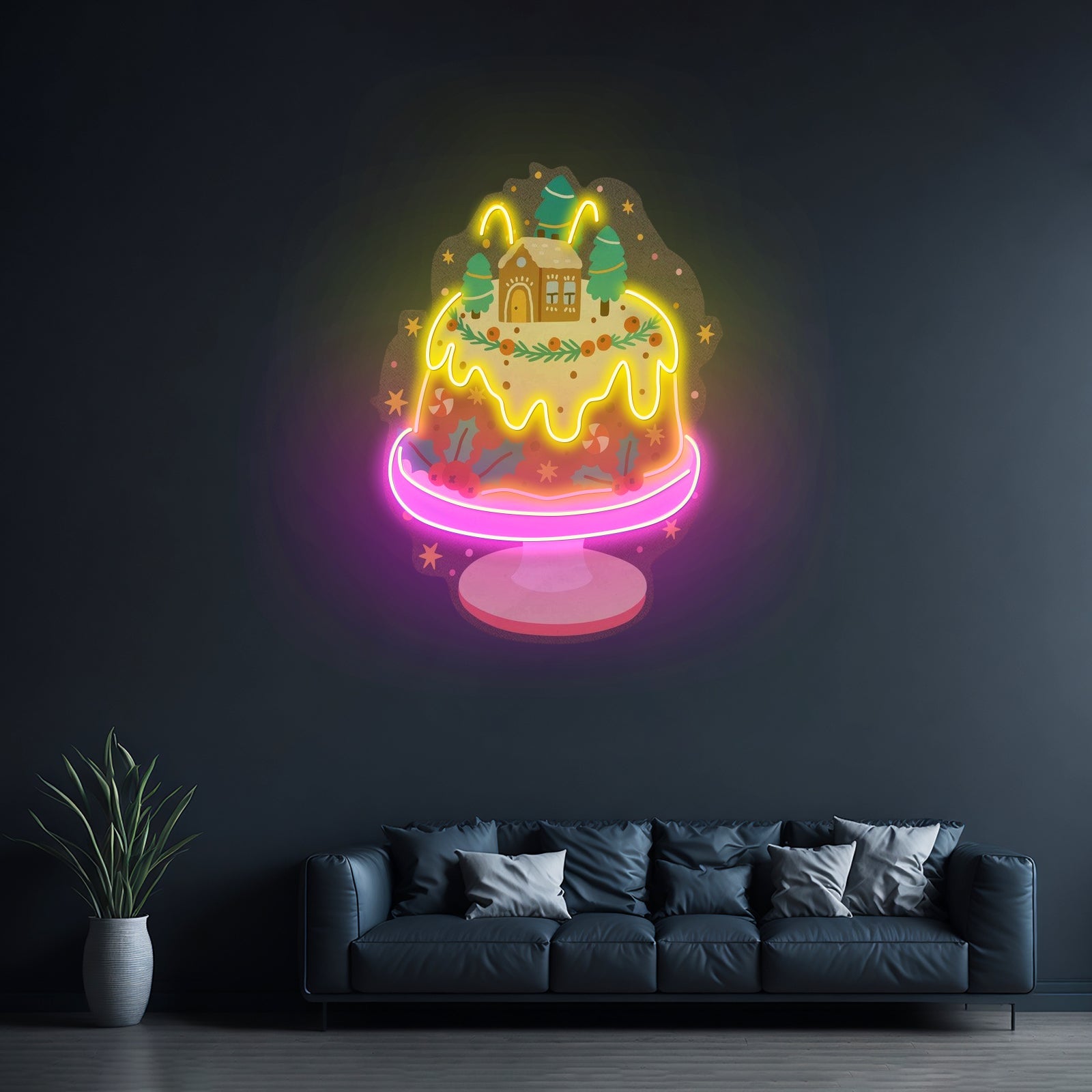 House On Cake Christmas Neon Acrylic Artwork For Sale - Shineneon