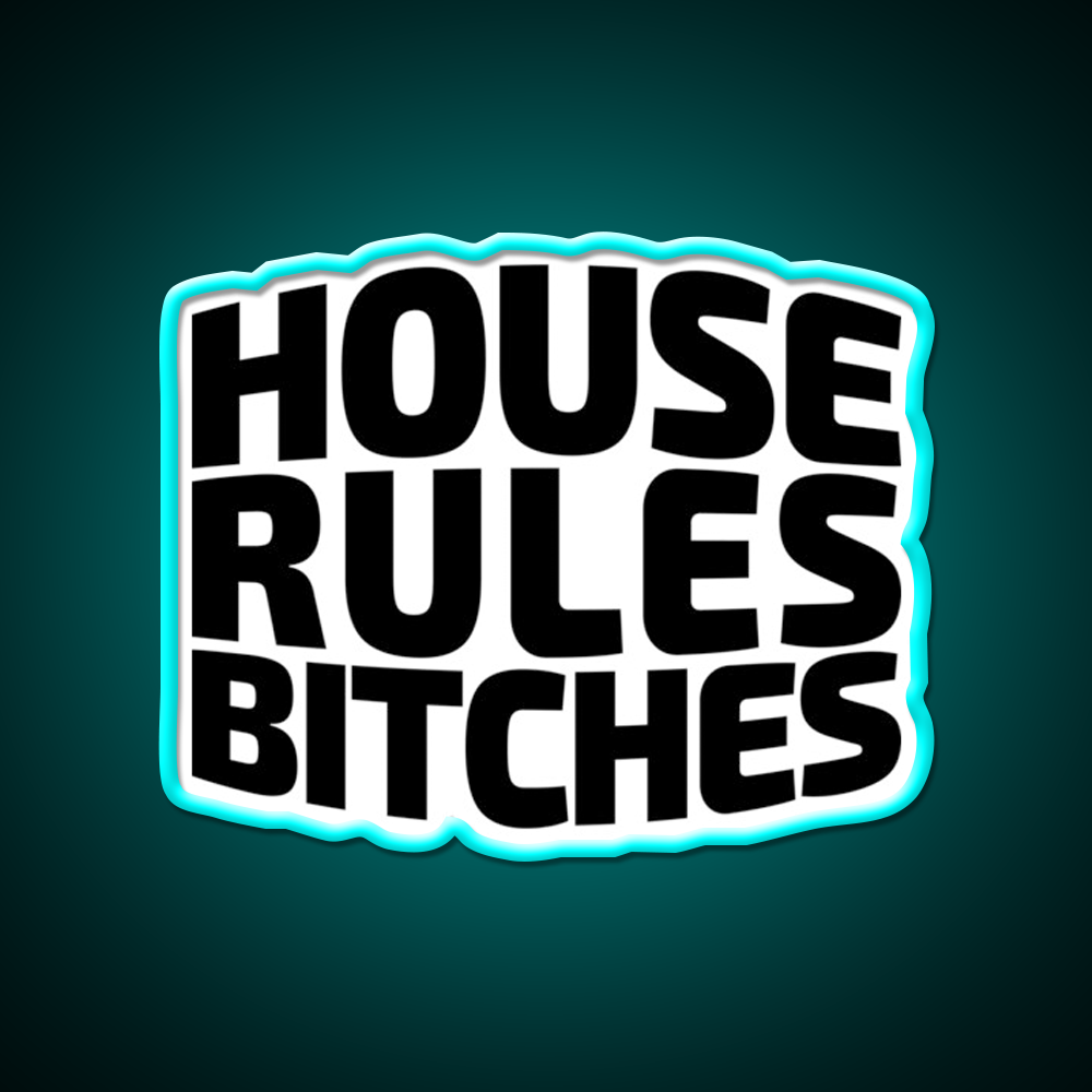 House Rules Bitches Beer Pong Beer Bar Decor Led Neon Sign Rgb Color - Size and dimension reference
