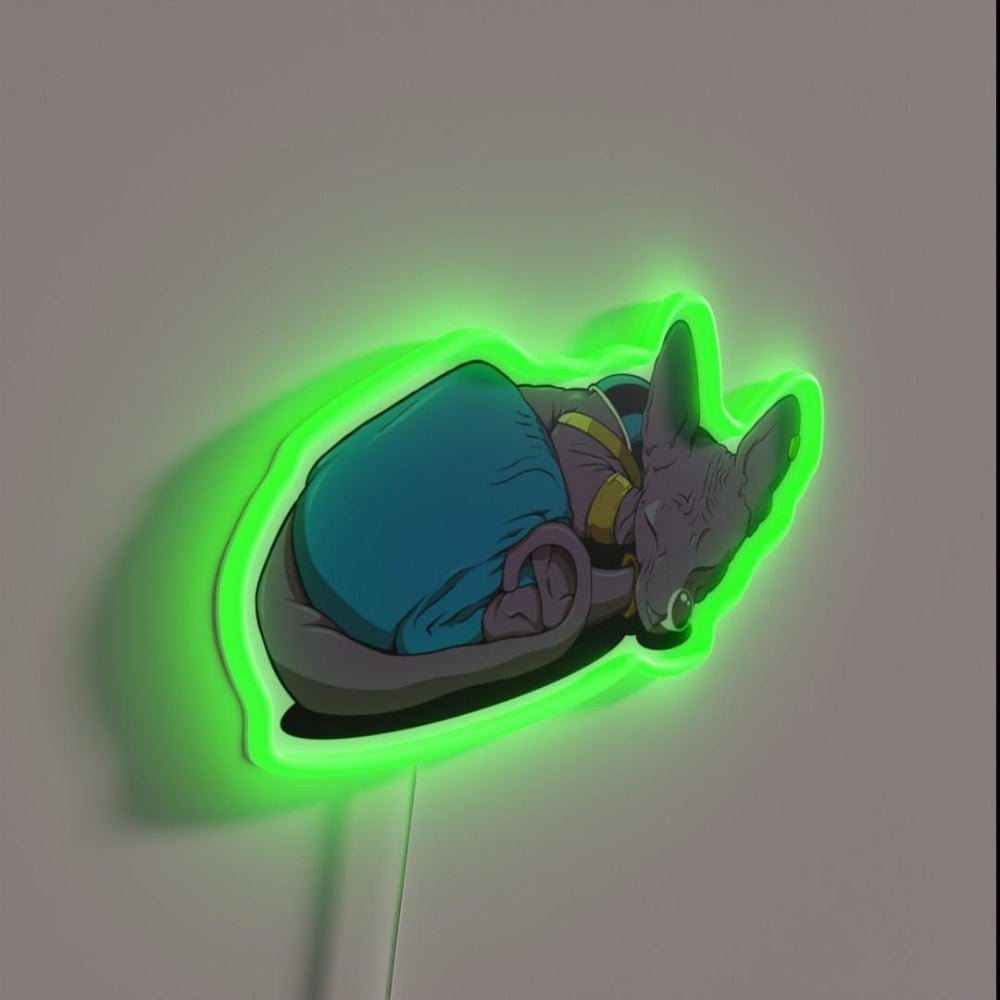 Housecat Lord Beerus Sleeping Rgb Led Neon Sign - Shineneon