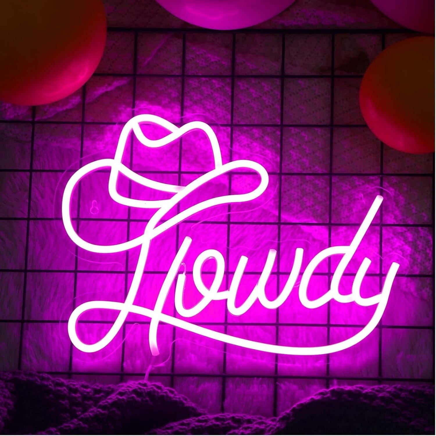 Howdy And Hat Deep Pink Bedroom Led Neon Sign Western Theme | Shineneon