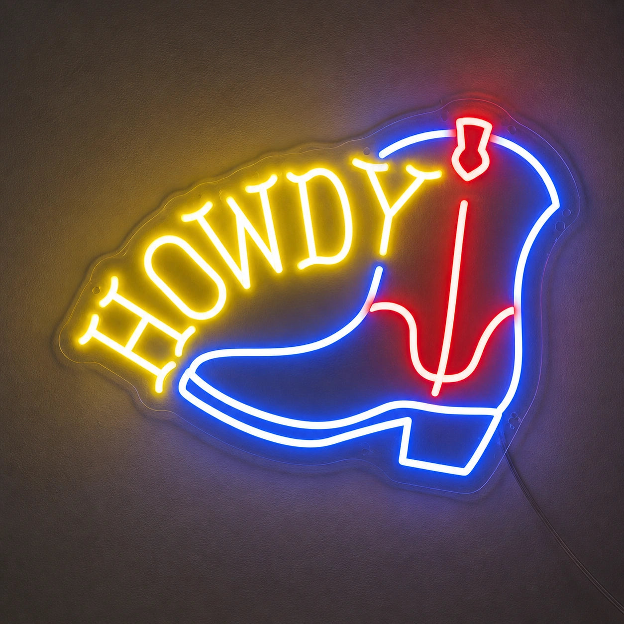 Howdy Cowboy Boots Vintage LED Neon Sign main product image