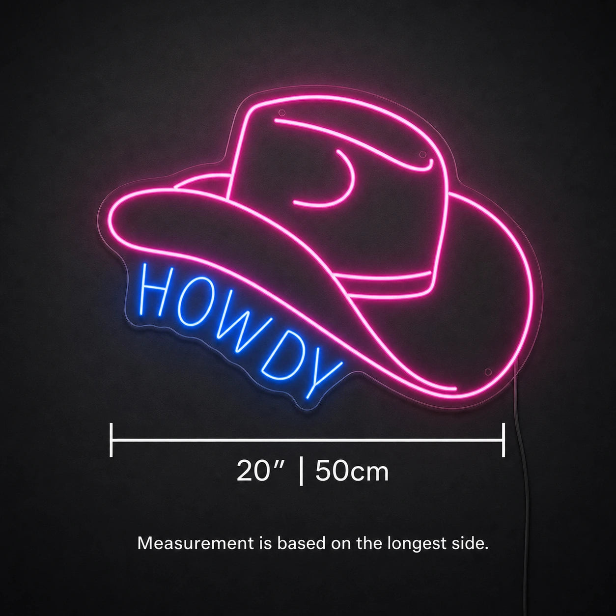 Howdy Cowboy Hat Neon Sign Wall Art LED Neon Sign size image