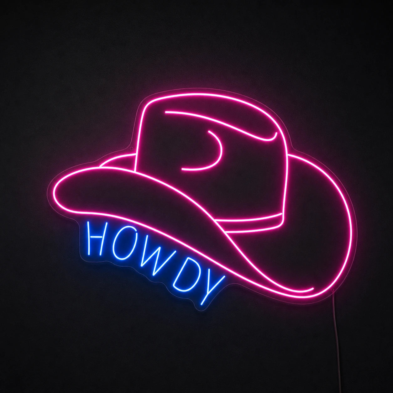 Howdy Cowboy Hat Neon Sign Wall Art LED Neon Sign main product image