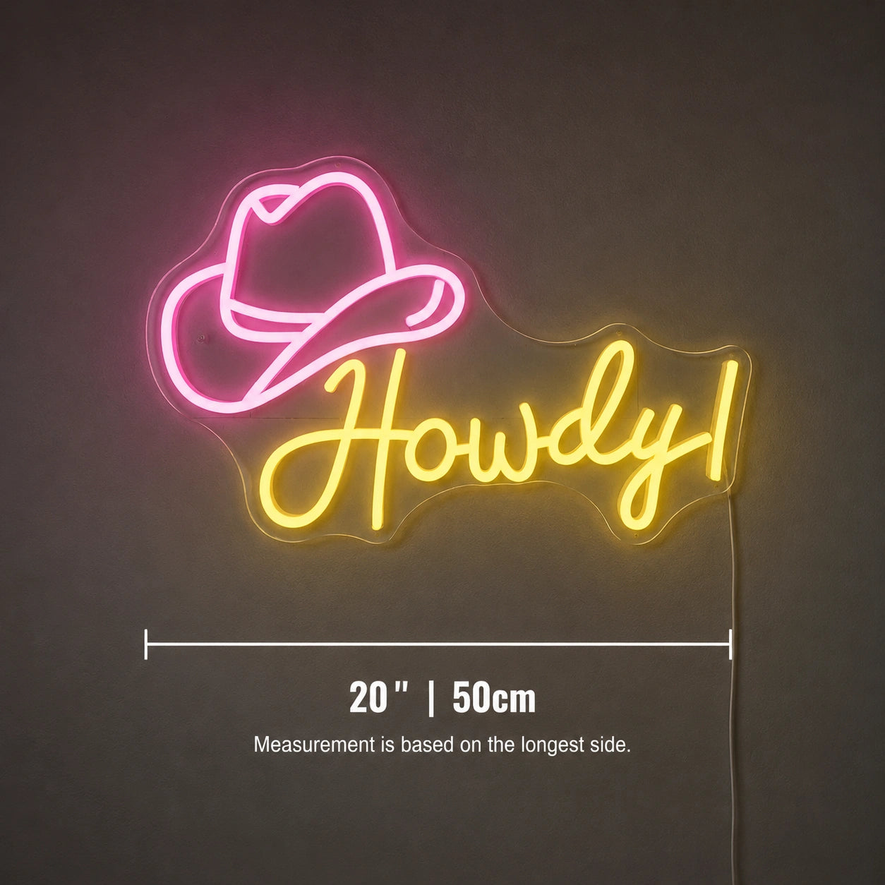 Howdy Cowboy Hat Neon Sign Wall Decor LED Neon Sign size image