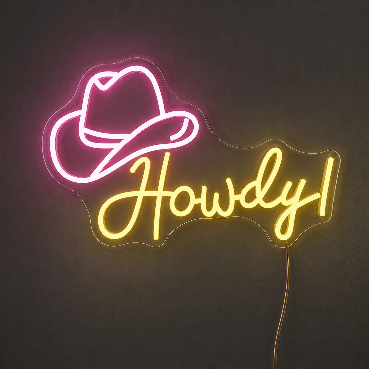 Howdy Cowboy Hat Neon Sign Wall Decor LED Neon Sign main product image