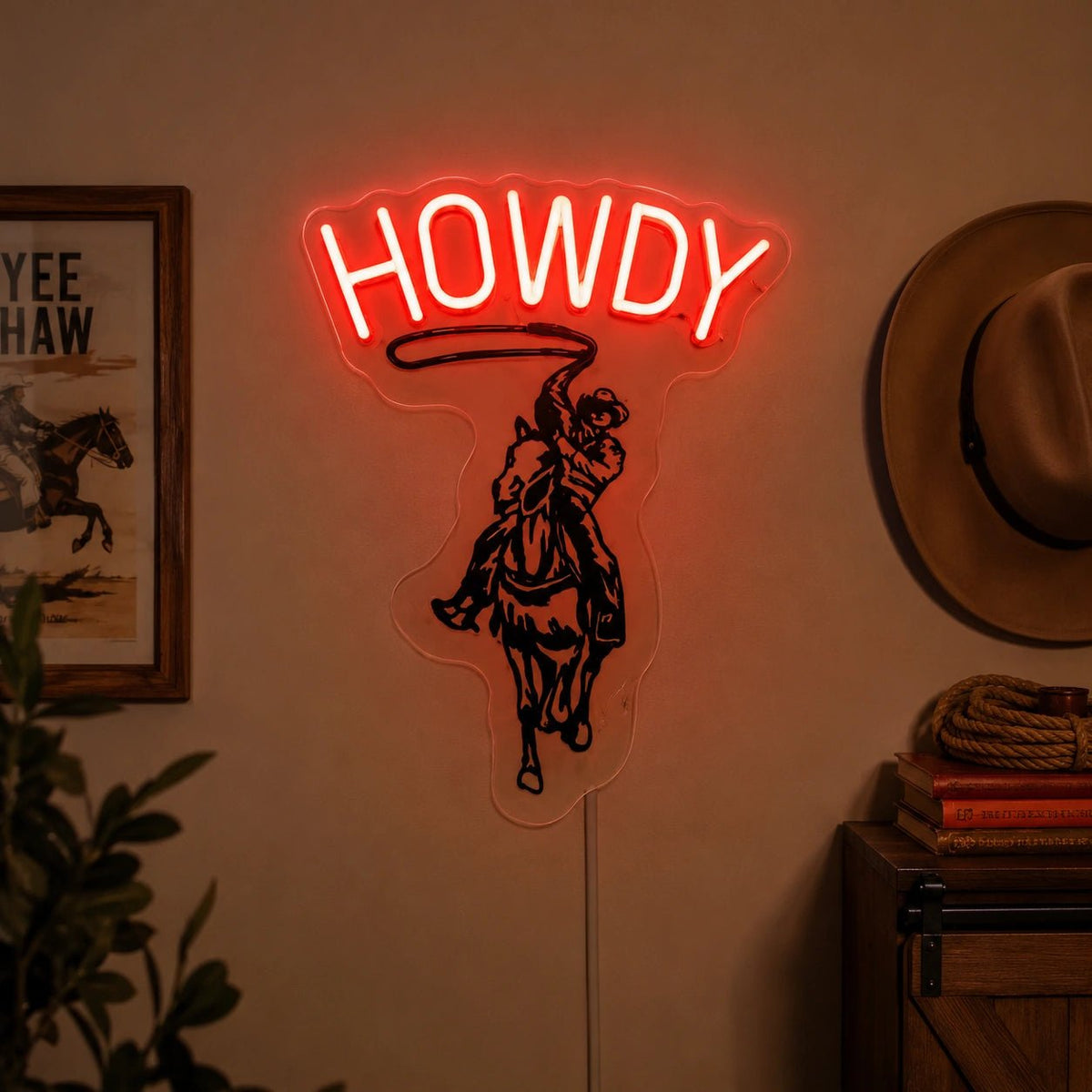 Howdy Cowboy Silhouette LED Neon Sign - Shineneon