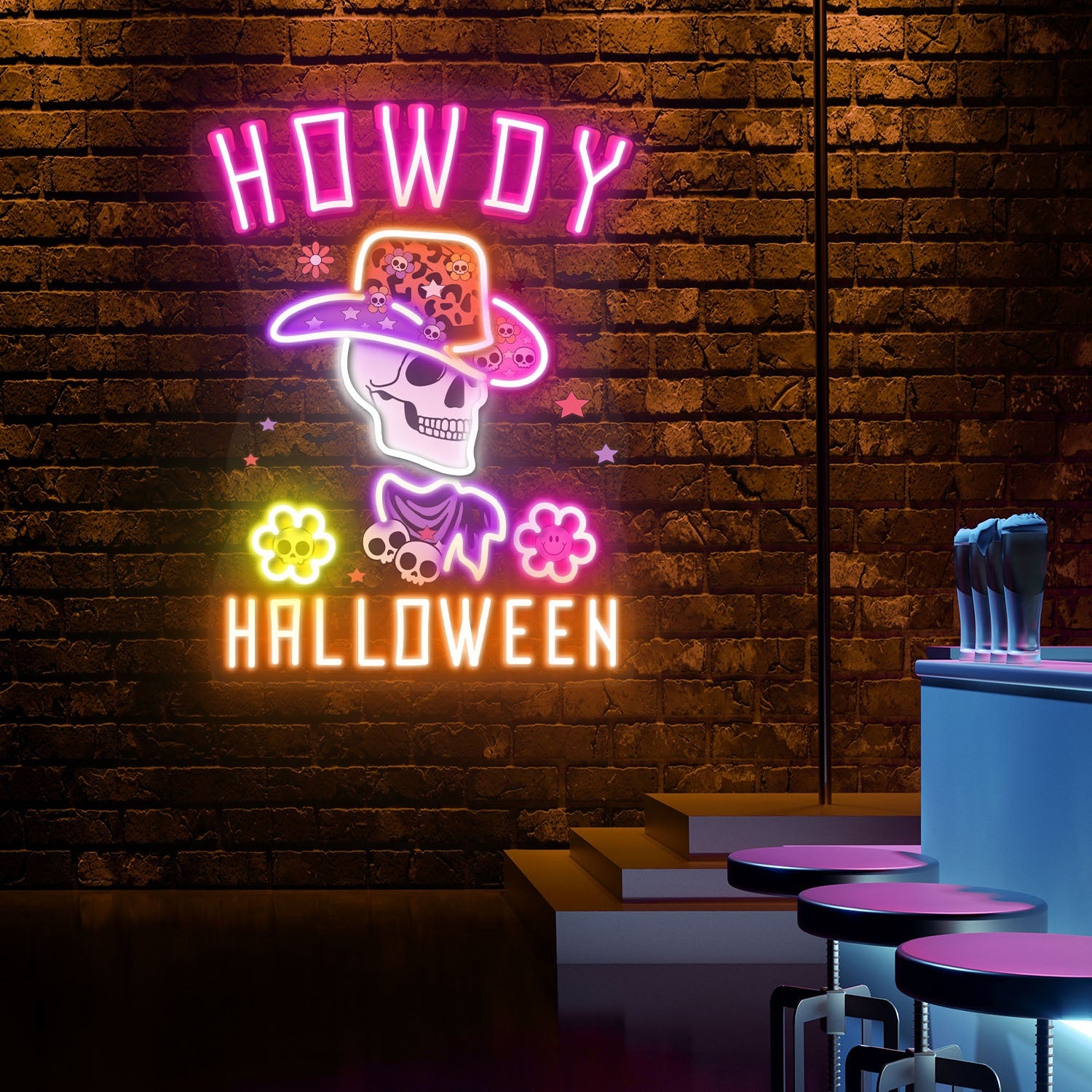 Howdy Skull Halloween Acrylic Led Neon Sign | Shineneon
