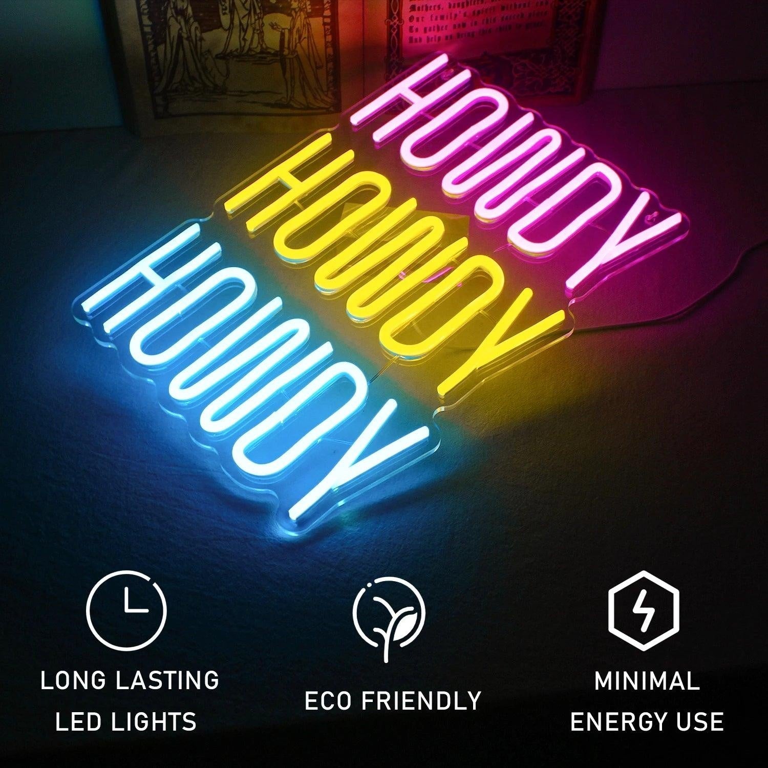 Howdy Tri - Color Layered Led Neon Sign For Home Cafe Studio - Shineneon