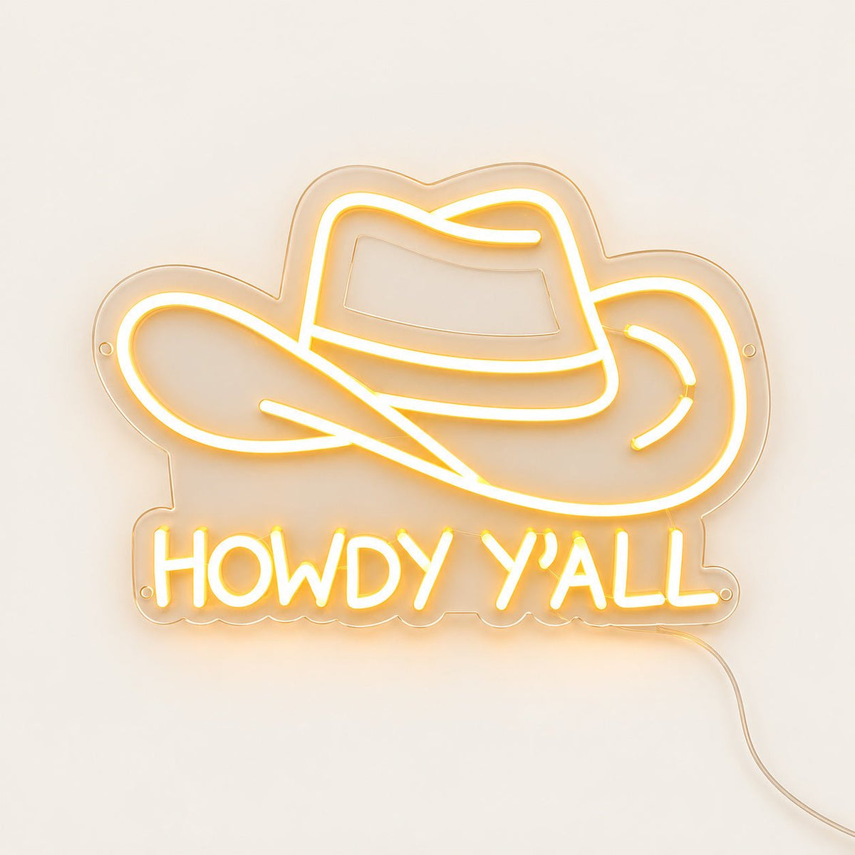 Howdy Yall Cowboy Hat LED Neon Sign - Shineneon
